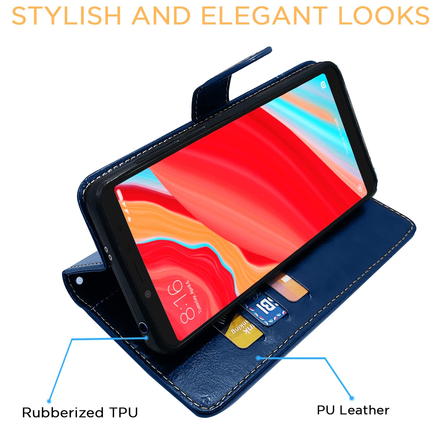 Pikkme Redmi Y2 Magnetic blue & brown mobile flip cover – photo 5
