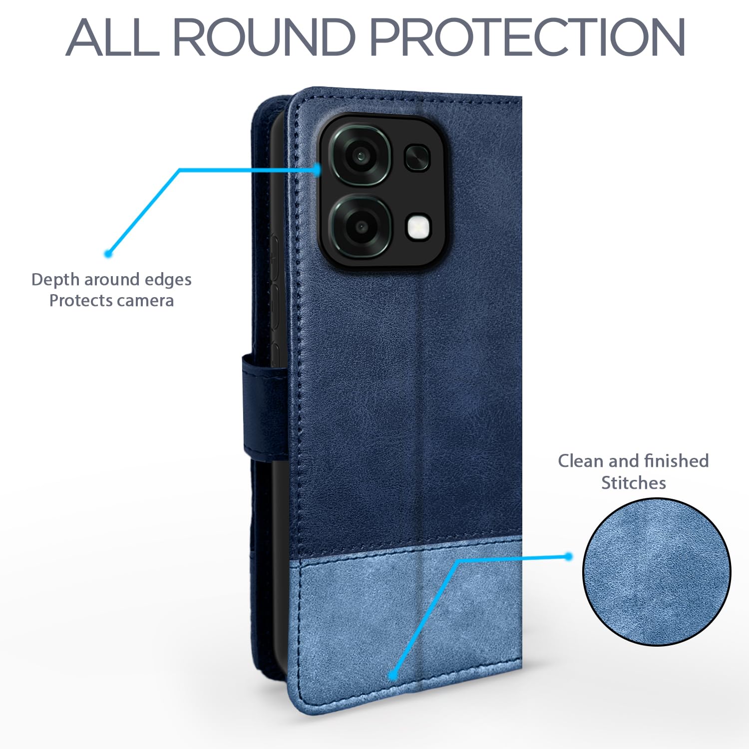 Pikkme navy & light blue Magnetic flip case for Oppo F31/F33 5G – photo 4