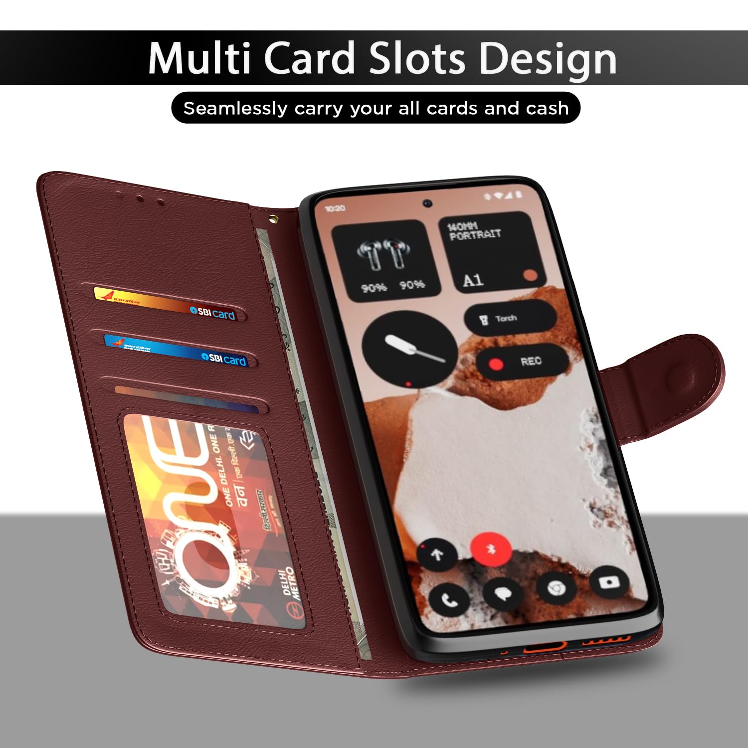 Pikkme CMF by Nothing Phone 2 Pro 5G Vintage Flip cover (Brown)