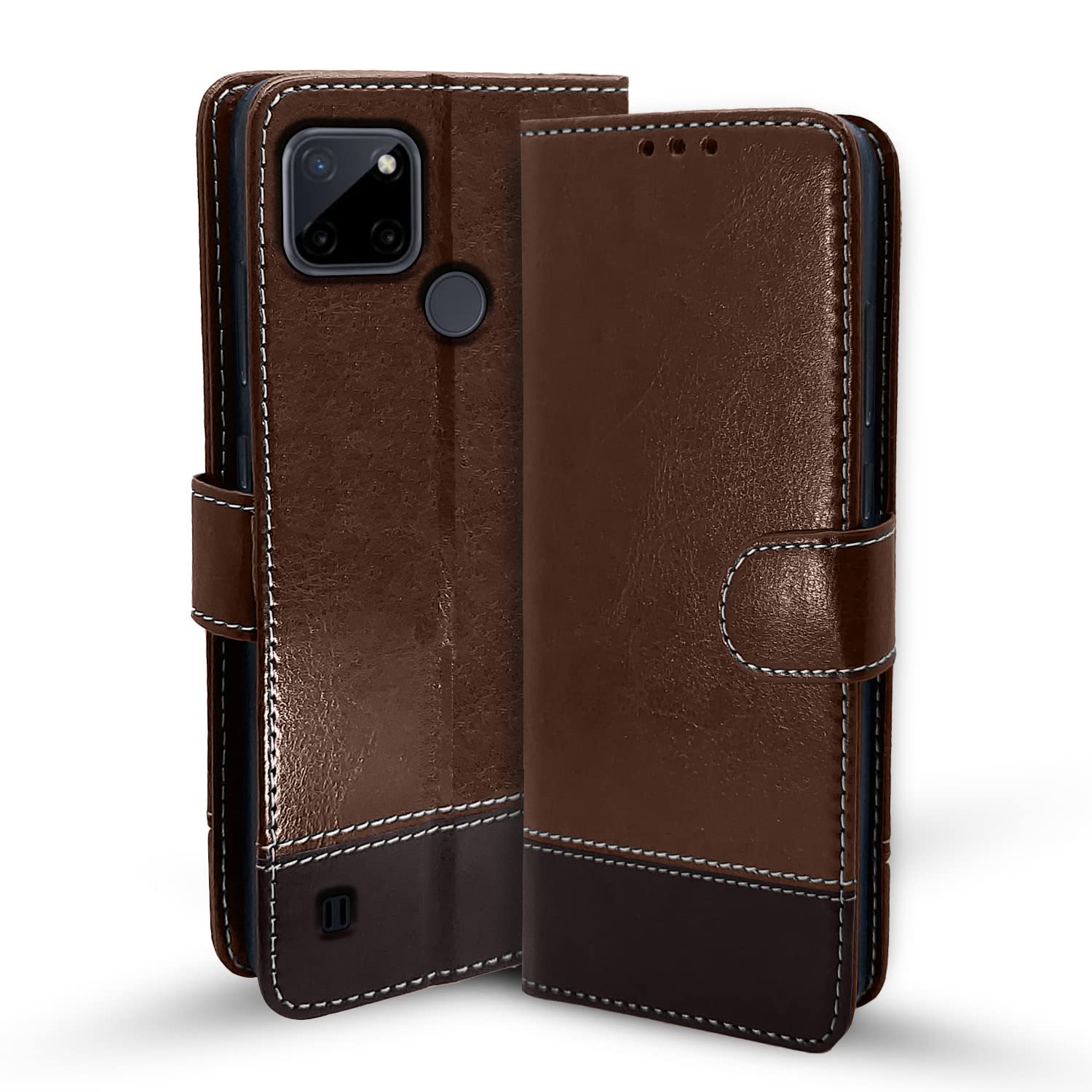 Pikkme Realme C21y brown & coffee wallet flip cover