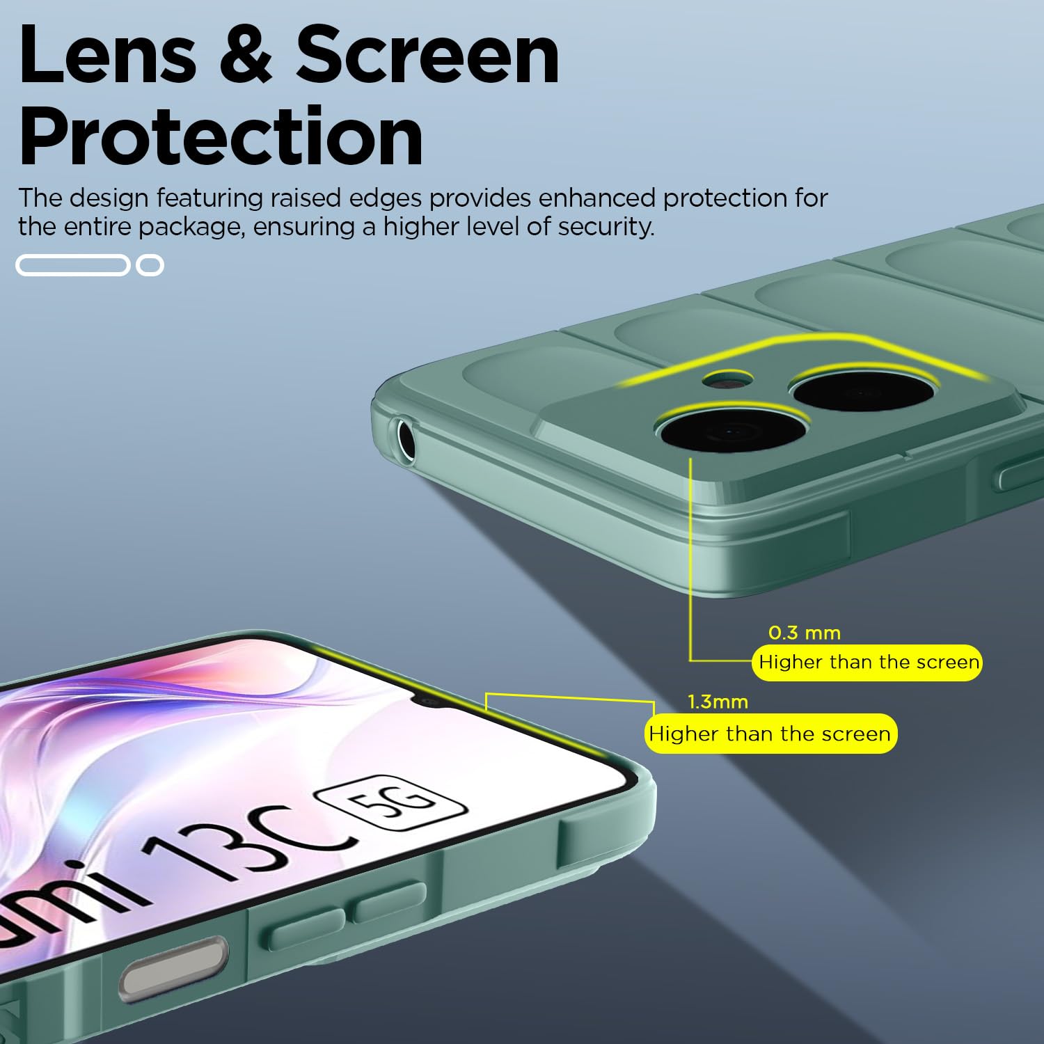 Pikkme Redmi 13C 5G ZigZag Back Cover (Green)