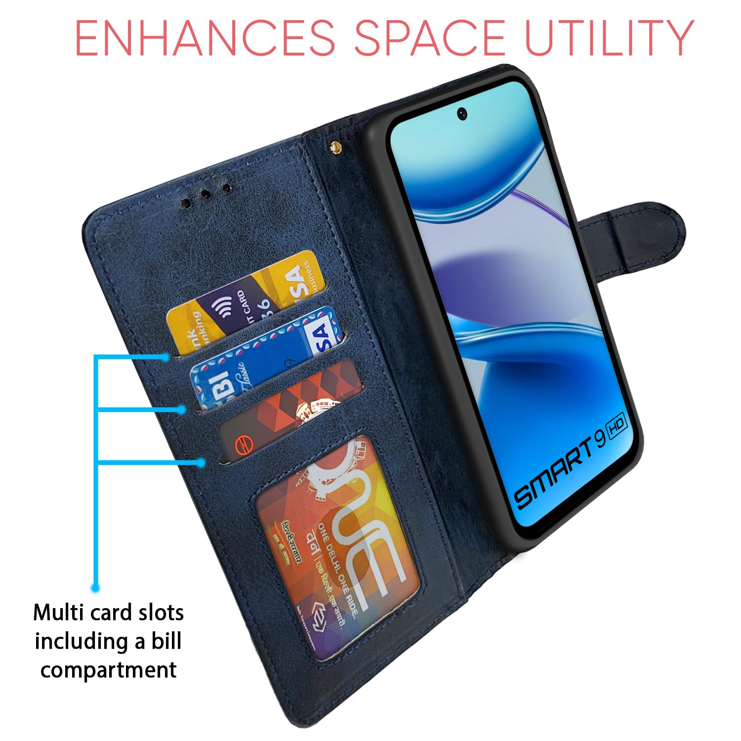 Pikkme navy & light blue Magnetic flip cover for Infinix Smart 9 – photo 5
