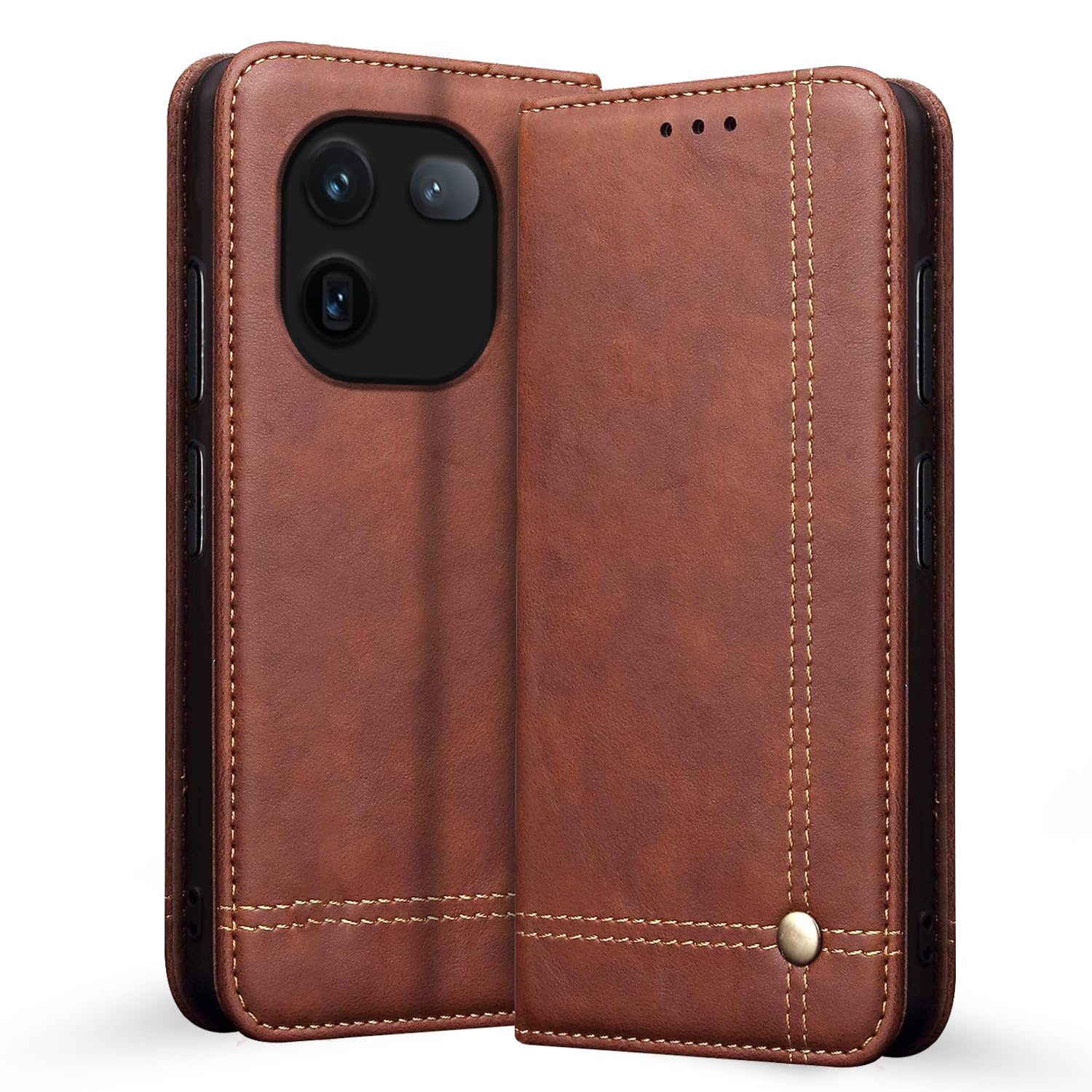 iQOO 12 5G Magnetic flip cover in brown by Pikkme