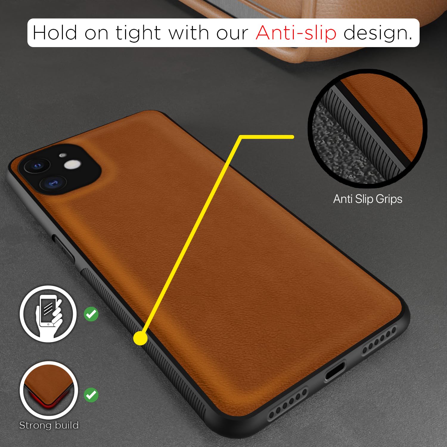 Pikkme iPhone 12 Flexible Pu Leather Leatherback Back Cover (Camel)