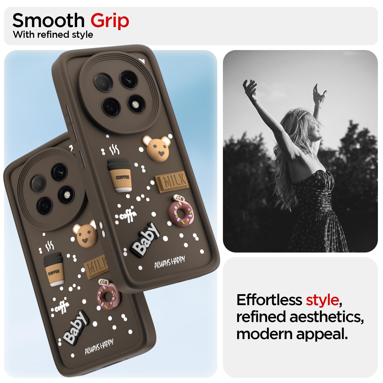 Pikkme Oppo F29 Pro 5G Cute Fun Cartoon 3D Bear Coffee Back Cover (Brown)