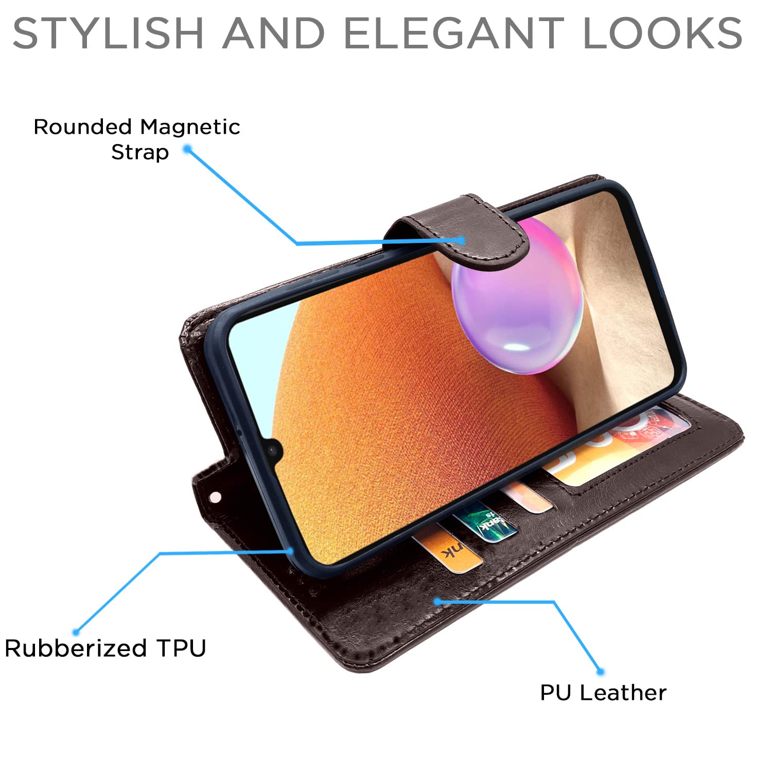 Pikkme Samsung Galaxy A32 Vintage Flip Cover (Coffee)