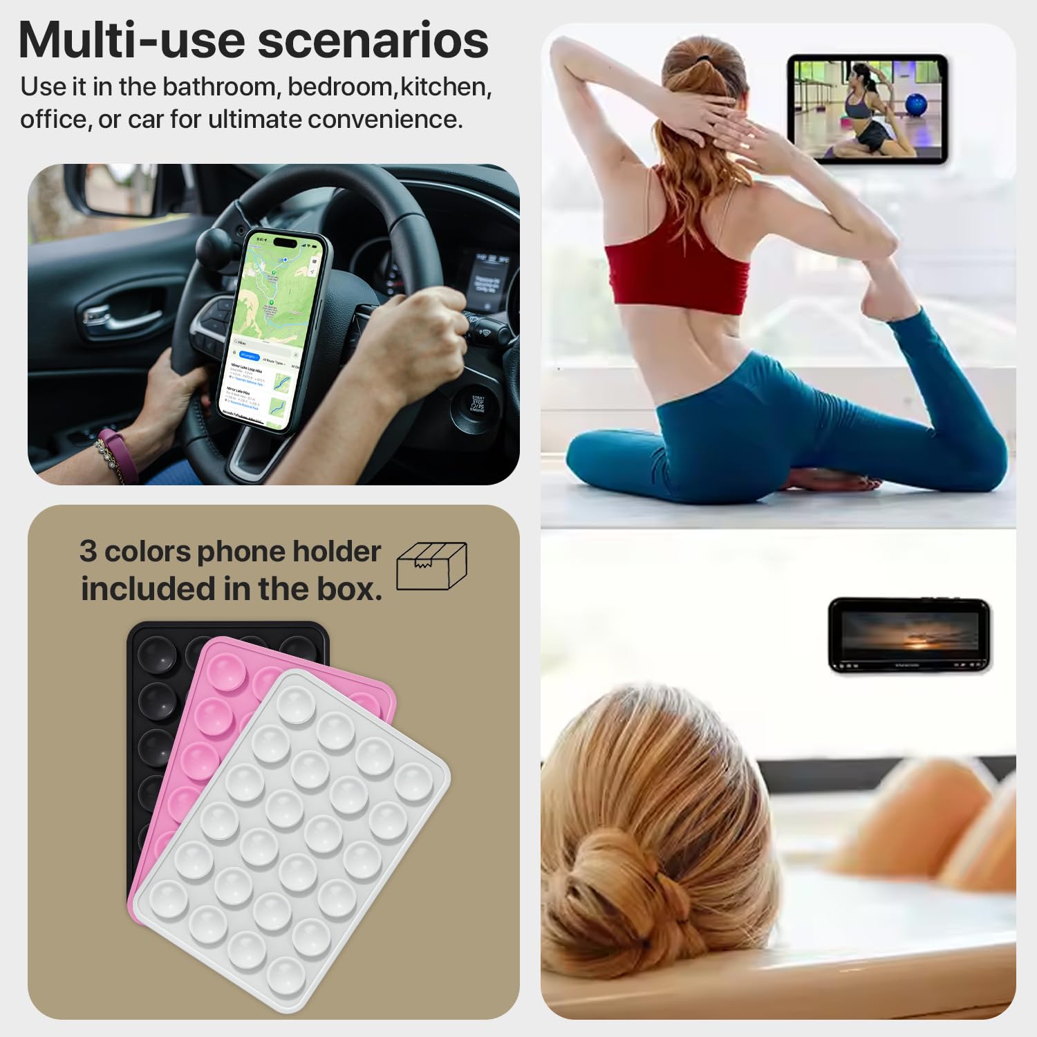 Pikkme Silicone Octopus Suction Phone Case – Hands-Free Holder, Anti-Slip Grip, Fidget Toy (Pack of 3, Multicolor)