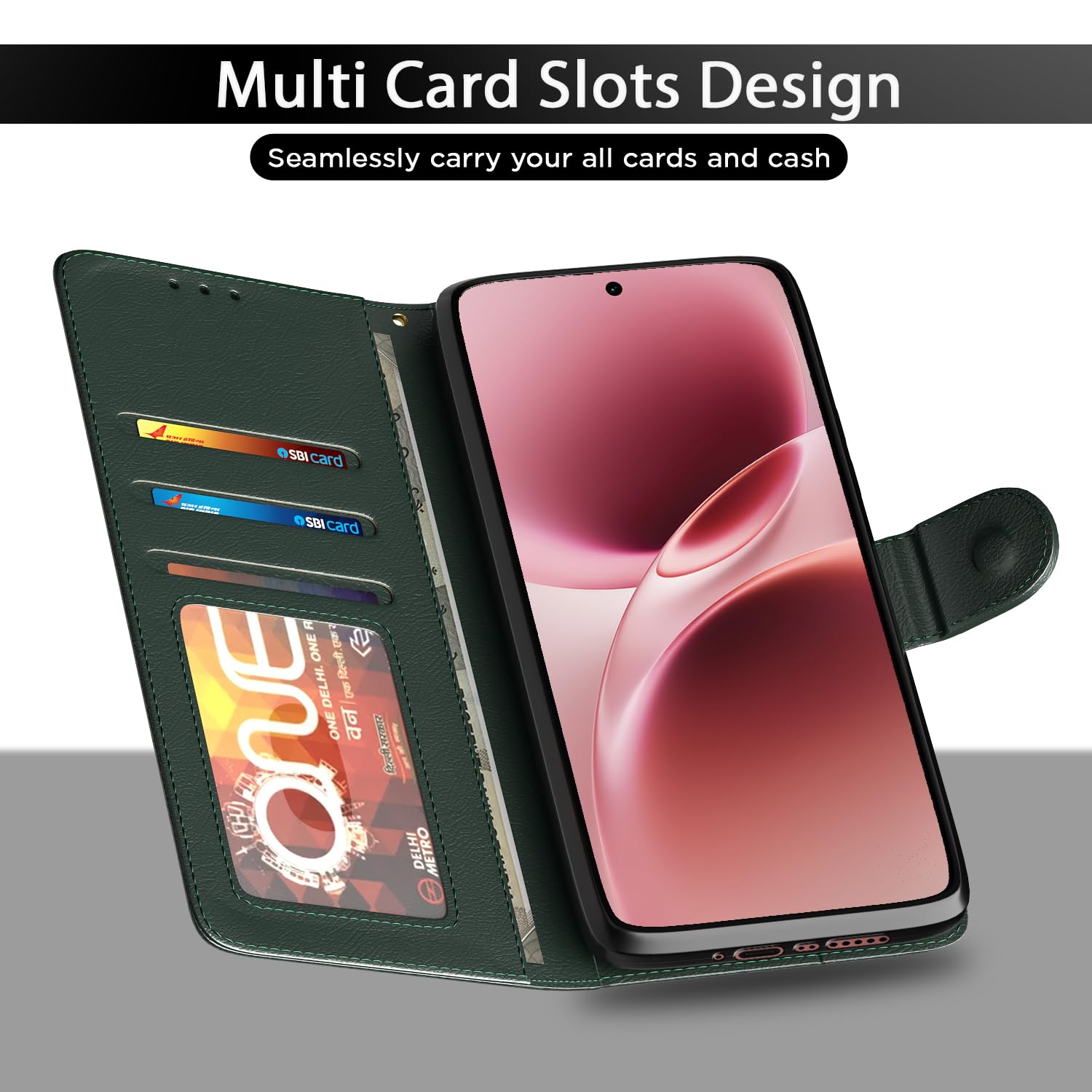 Pikkme Vivo V70/V70 Wallet green flip cover – photo 5
