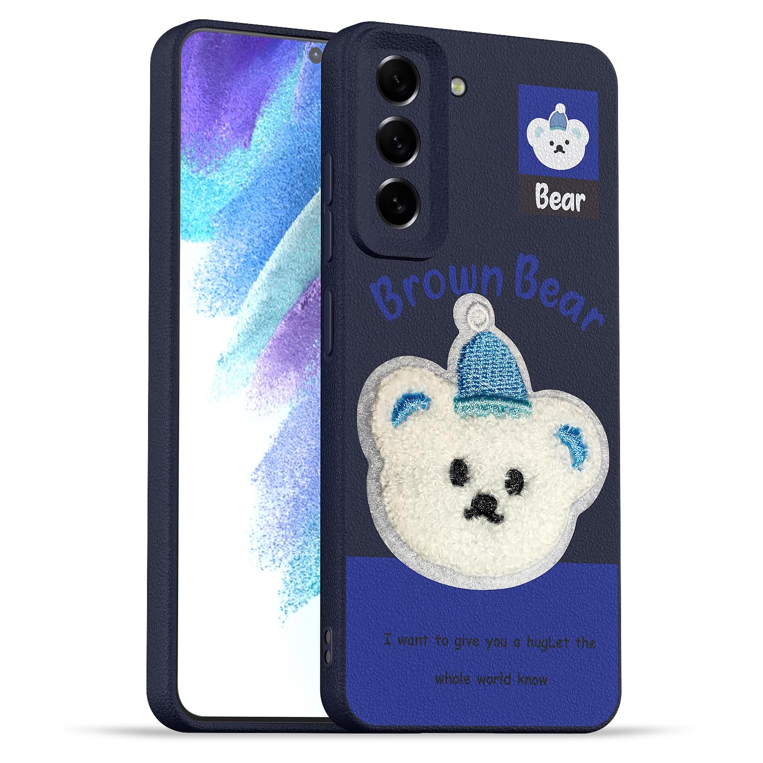 Samsung S21 FE 5G Plush Patch back cover in blue by Pikkme