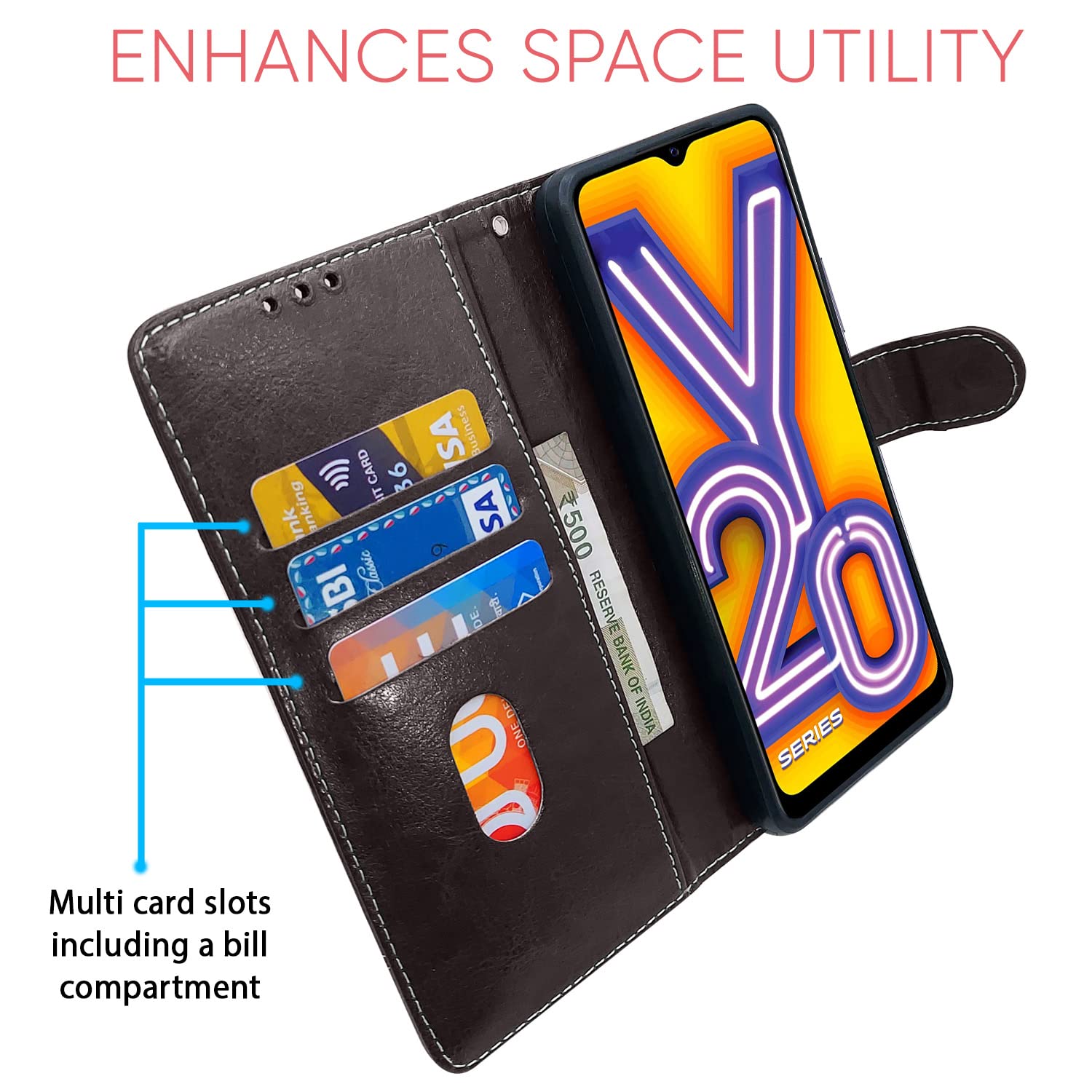 Coffee & brown flip cover for Vivo Y12s/Y20/Y20i/Y20G – Pikkme – photo 3