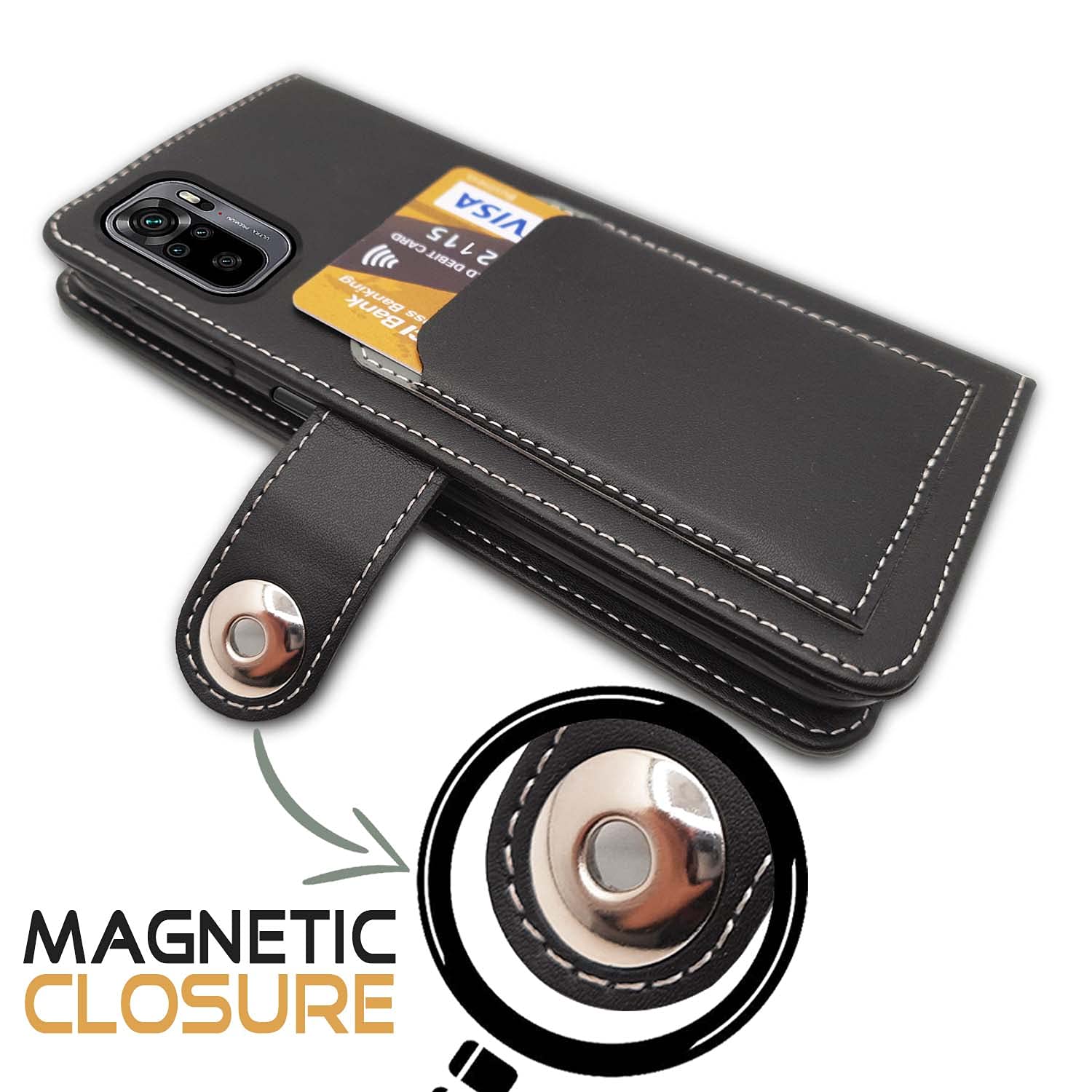 Pikkme Redmi Note 10 / 10s Wallet Style Inbuilt Pockets & Stand | Strong Magnetic Flip Cover (Grey)