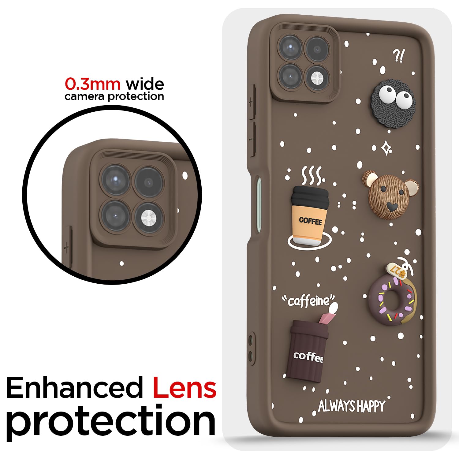 Samsung A22 5G/3D Silicone mobile back cover in brown by Pikkme – photo 5