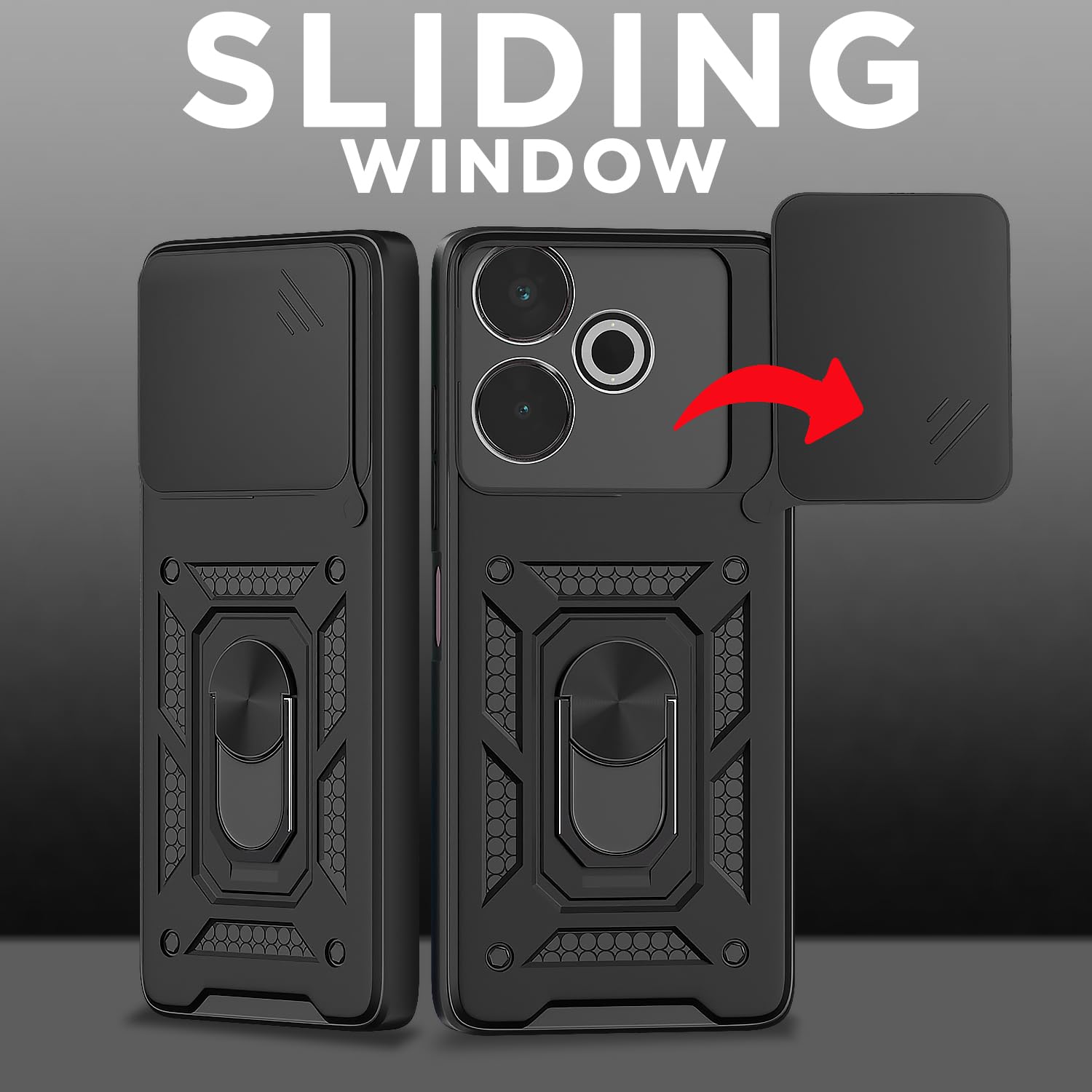 Pikkme Redmi 13/Poco M6 Plus 5G D10 Camera Shield black phone cover – photo 2