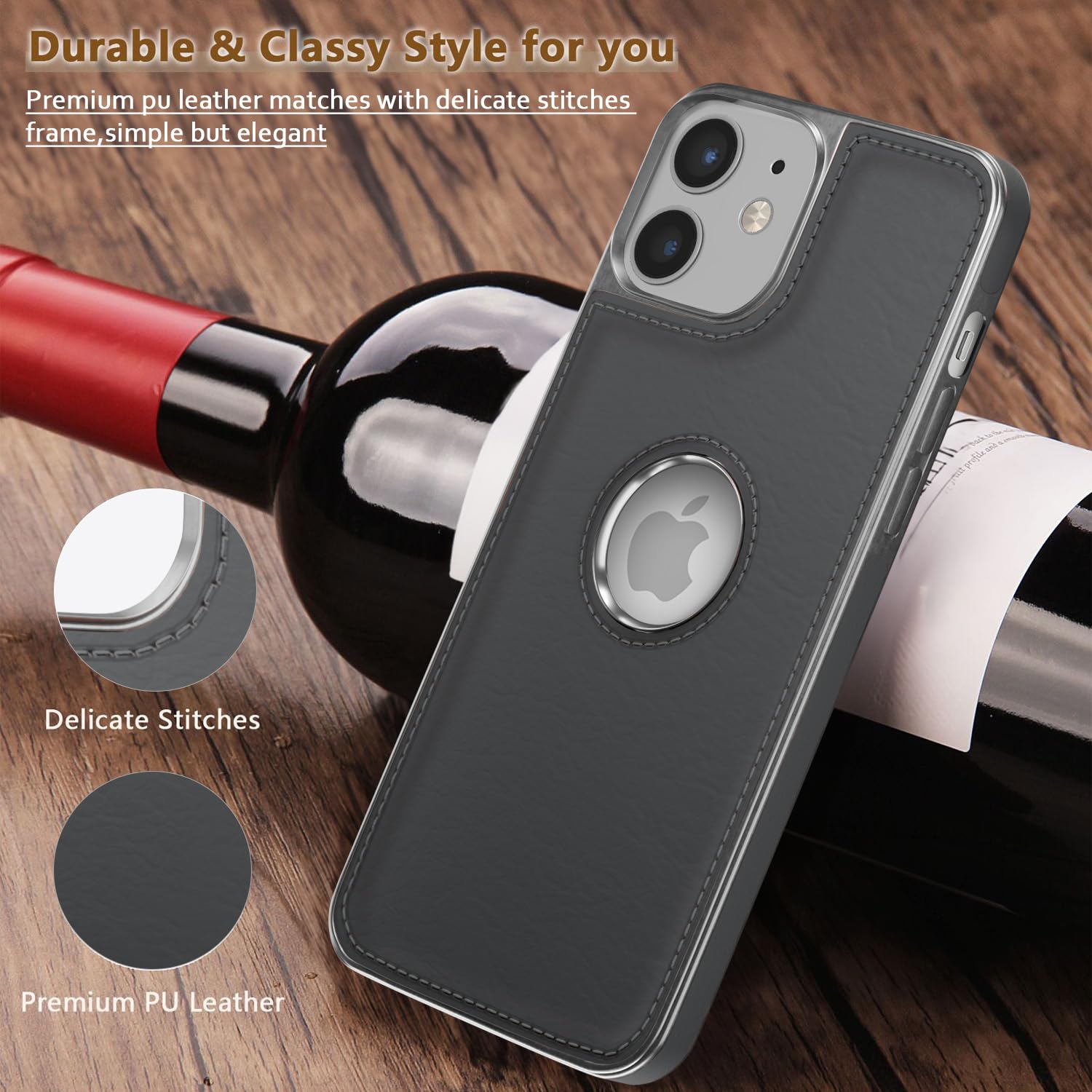 Pikkme iPhone 12 Mini Silver Electroplated Chrome Leather Back Cover (Gray)
