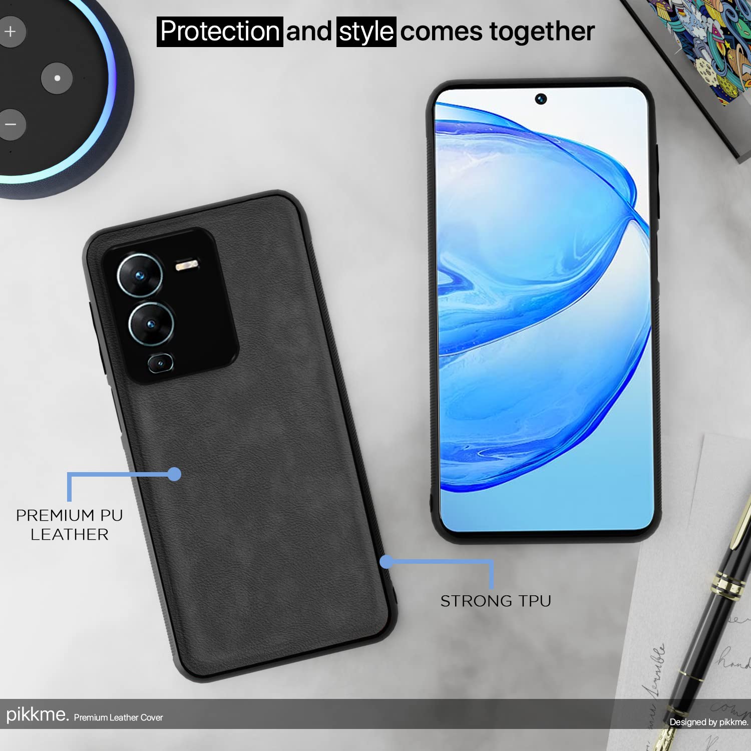 Vivo V25 Pro 5G Leather phone cover in grey by Pikkme – photo 5