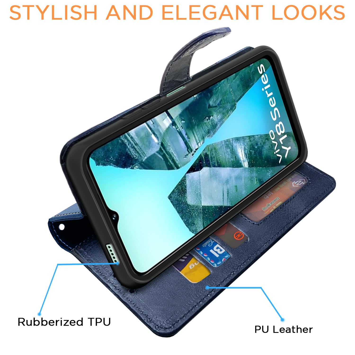 Pikkme iQOO Z9 Lite 5G/Vivo T3 Lite 5G/Vivo Y18/Y18e/Y03 navy & light blue flip cover – photo 5