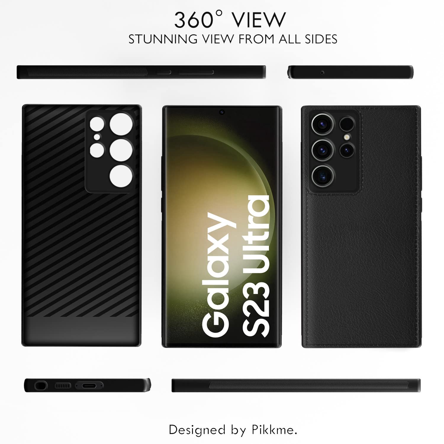 Pikkme Samsung Galaxy S23 Ultra 5G Leatherback Back Case | Black