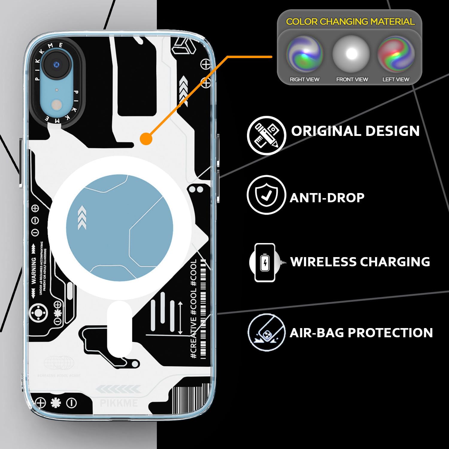 Pikkme iPhone XR Printmagsafe Back Cover (Black)