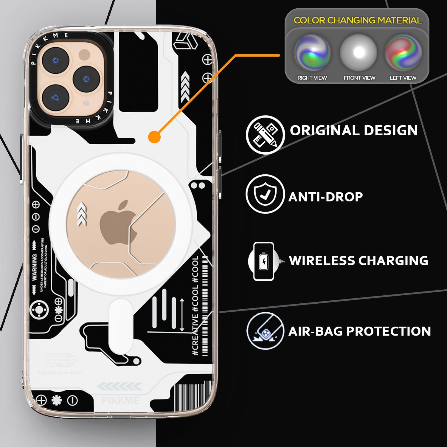 Pikkme iPhone 11 Pro Max Printmagsafe Back Cover (Black)