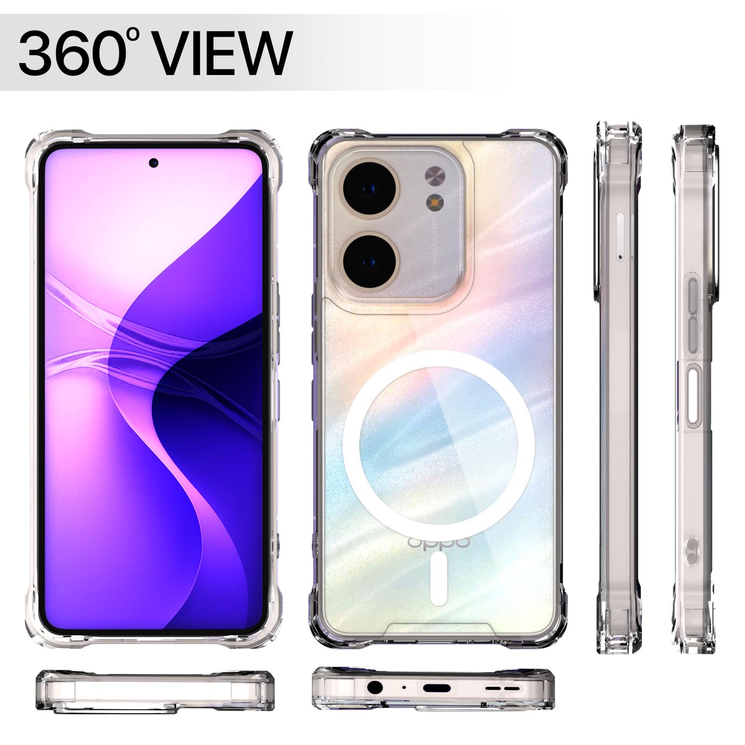 Pikkme Oppo A5x Mag-Safe Shockproof PC + TPU Back Cover (Transparent)