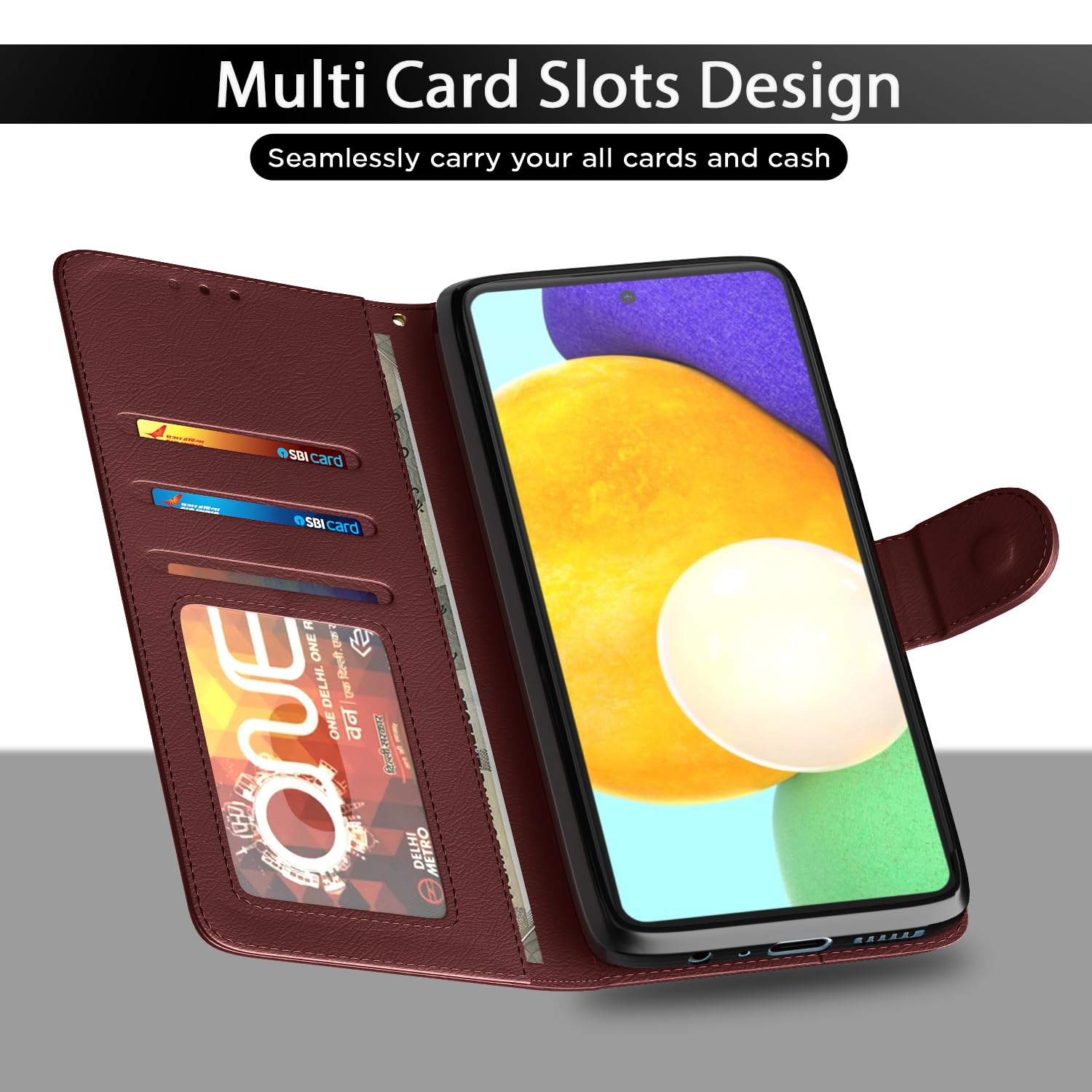 Pikkme Samsung A52 brown wallet flip cover – photo 5