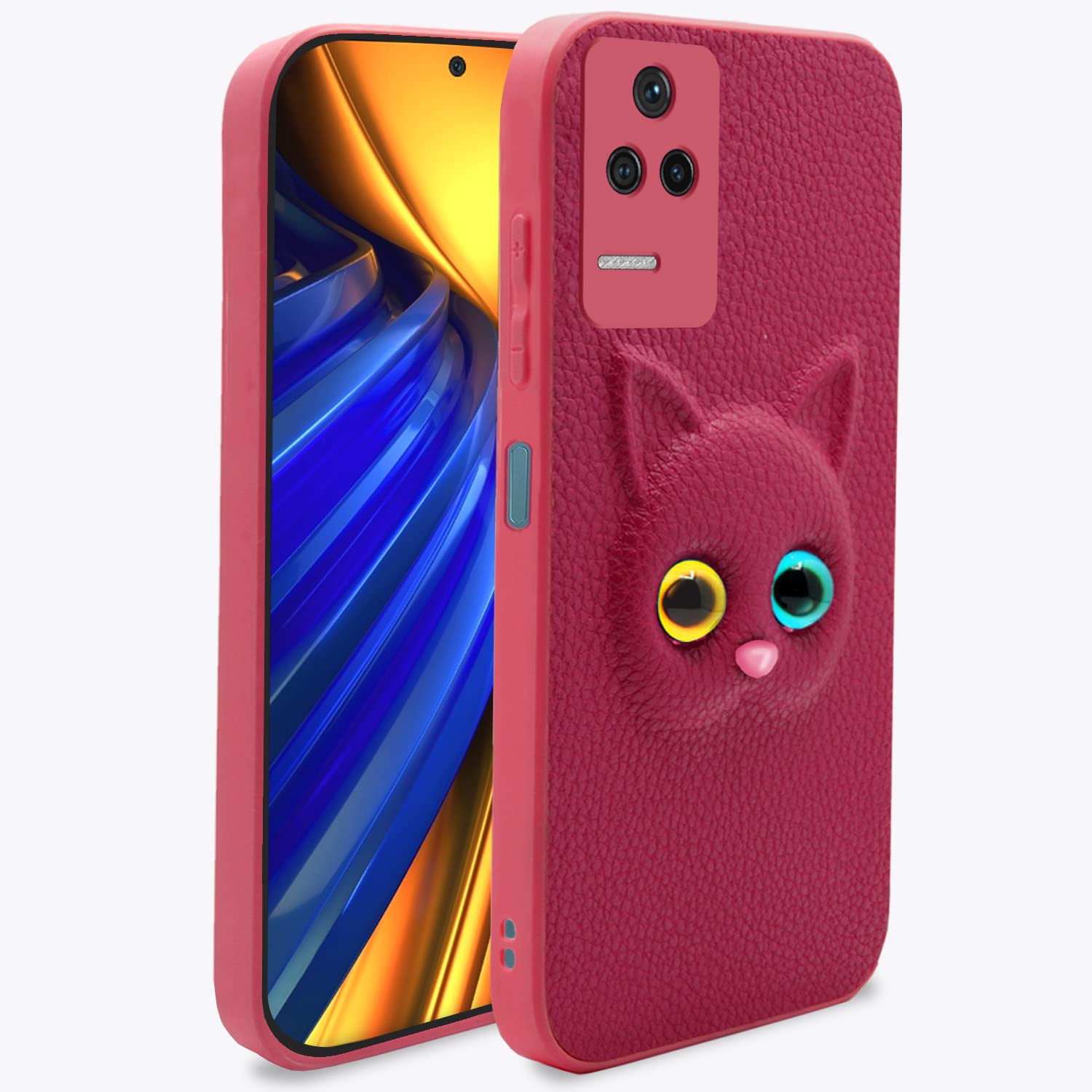 Pikkme Poco F4 5G Kitty Back Cover (Pink)