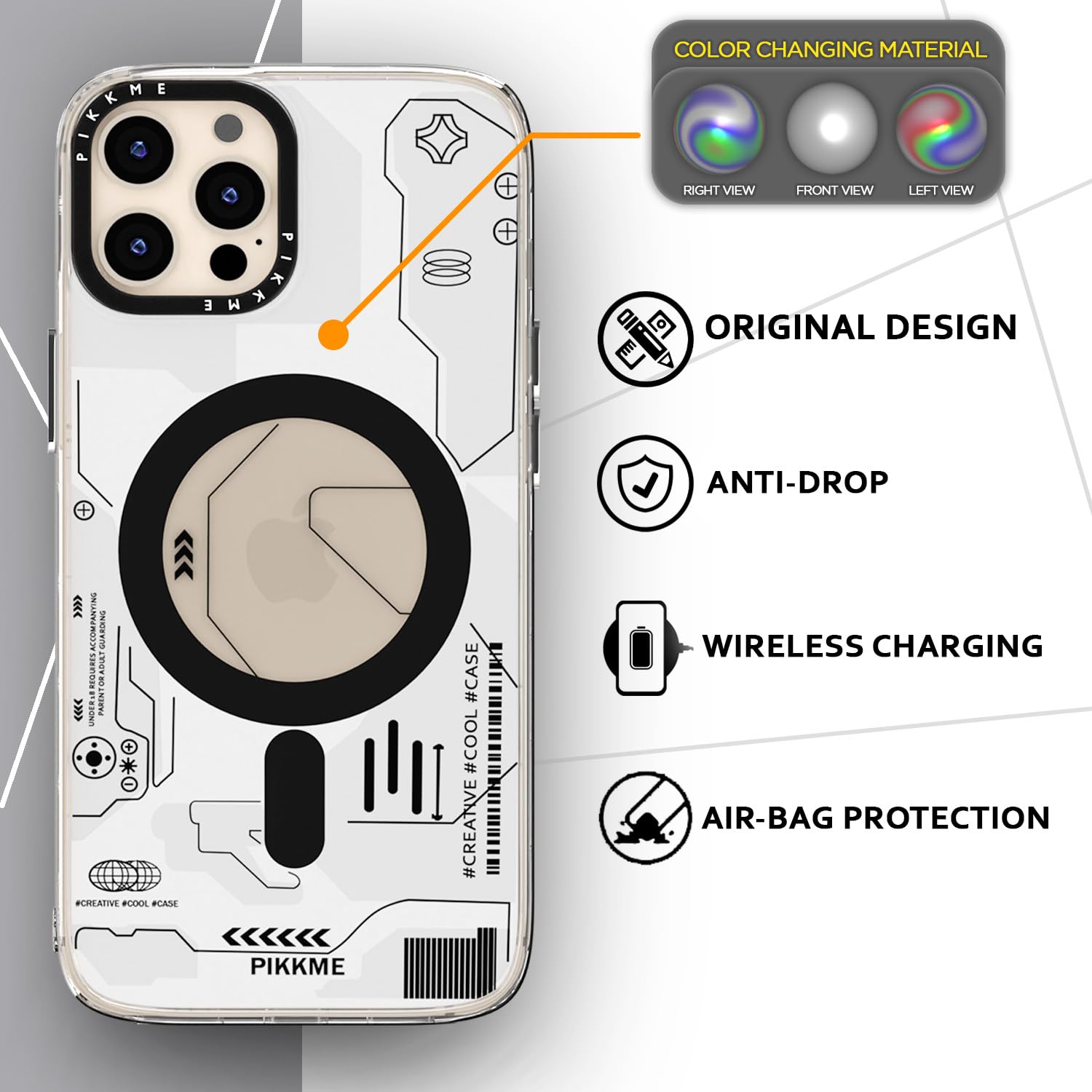 Pikkme iPhone 12 Pro Max Printmagsafe Back Cover (White)