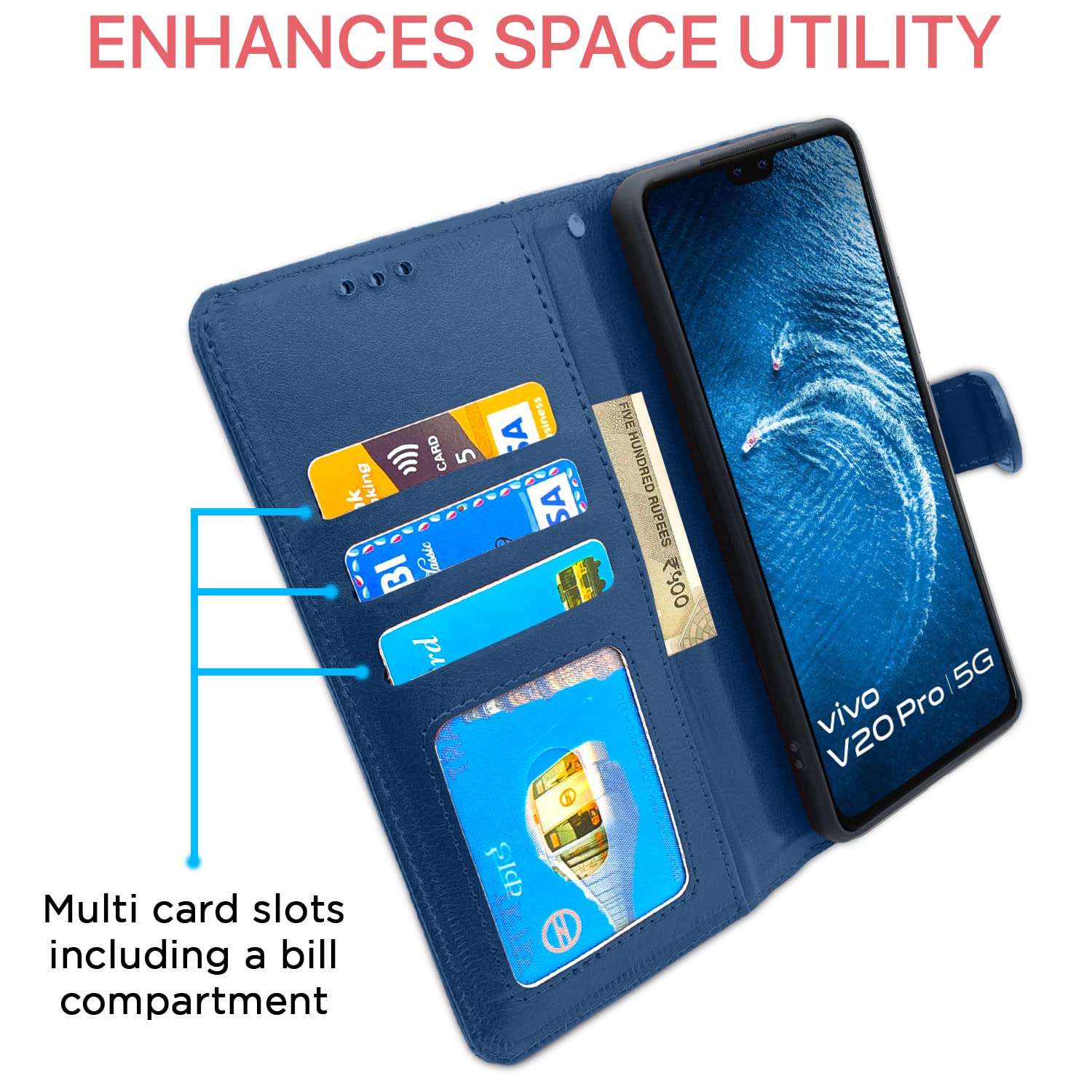 Pikkme blue Wallet wallet flip cover for Vivo V20 Pro – photo 3