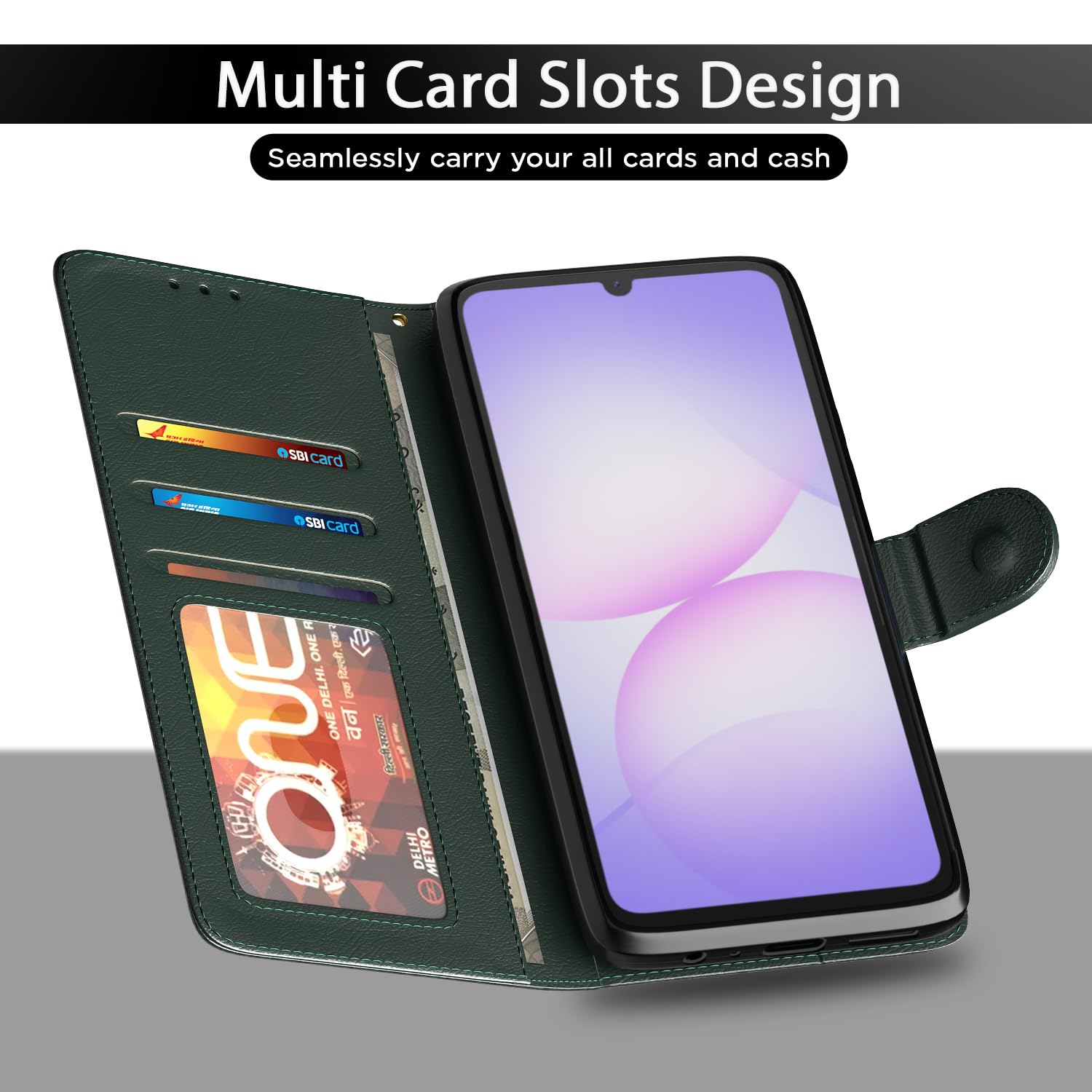 Green mobile flip cover for Samsung F70e 5G/M07/M17e/F07/A07/A07 5G – Pikkme – photo 5