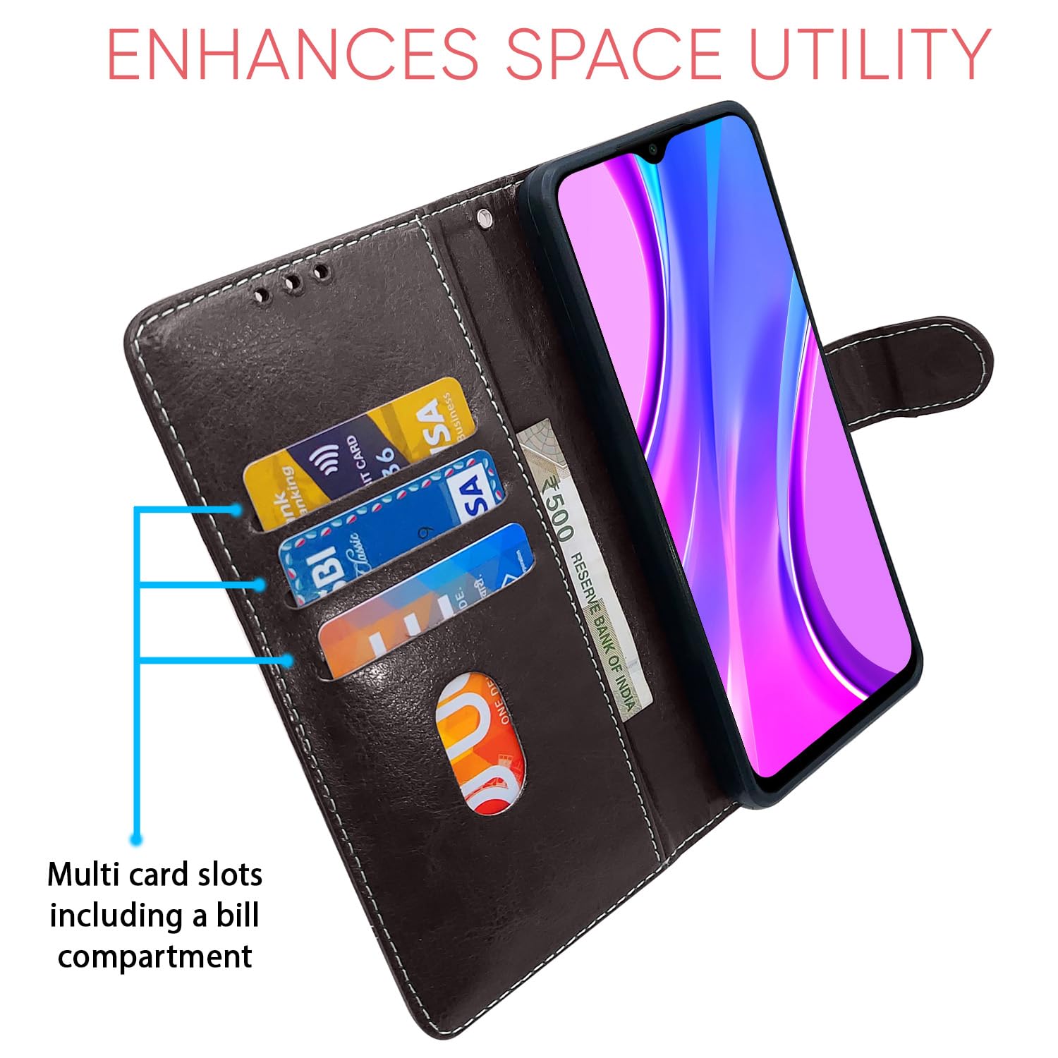 Coffee & brown mobile flip cover for Redmi 9 Prime/Poco M2 – Pikkme – photo 3
