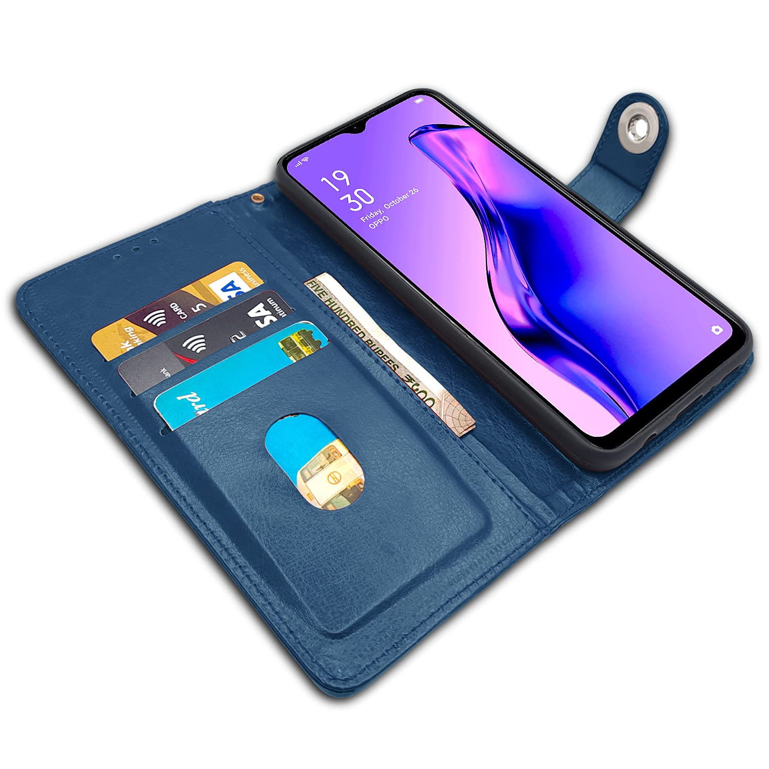 Pikkme Oppo A31 Button Flip Cover (Blue)
