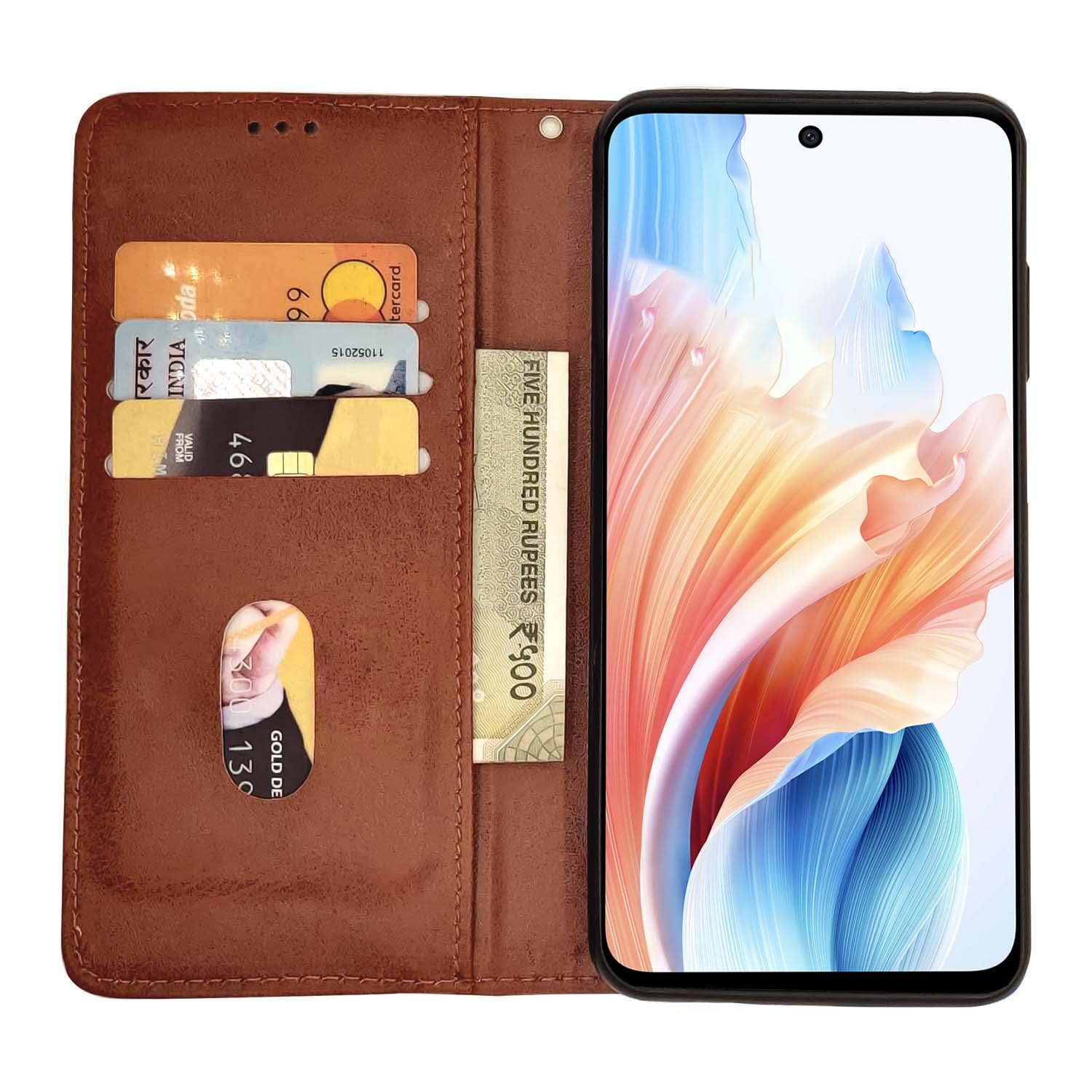 Pikkme Oppo A79 5G Magnetic brown wallet flip cover – photo 3