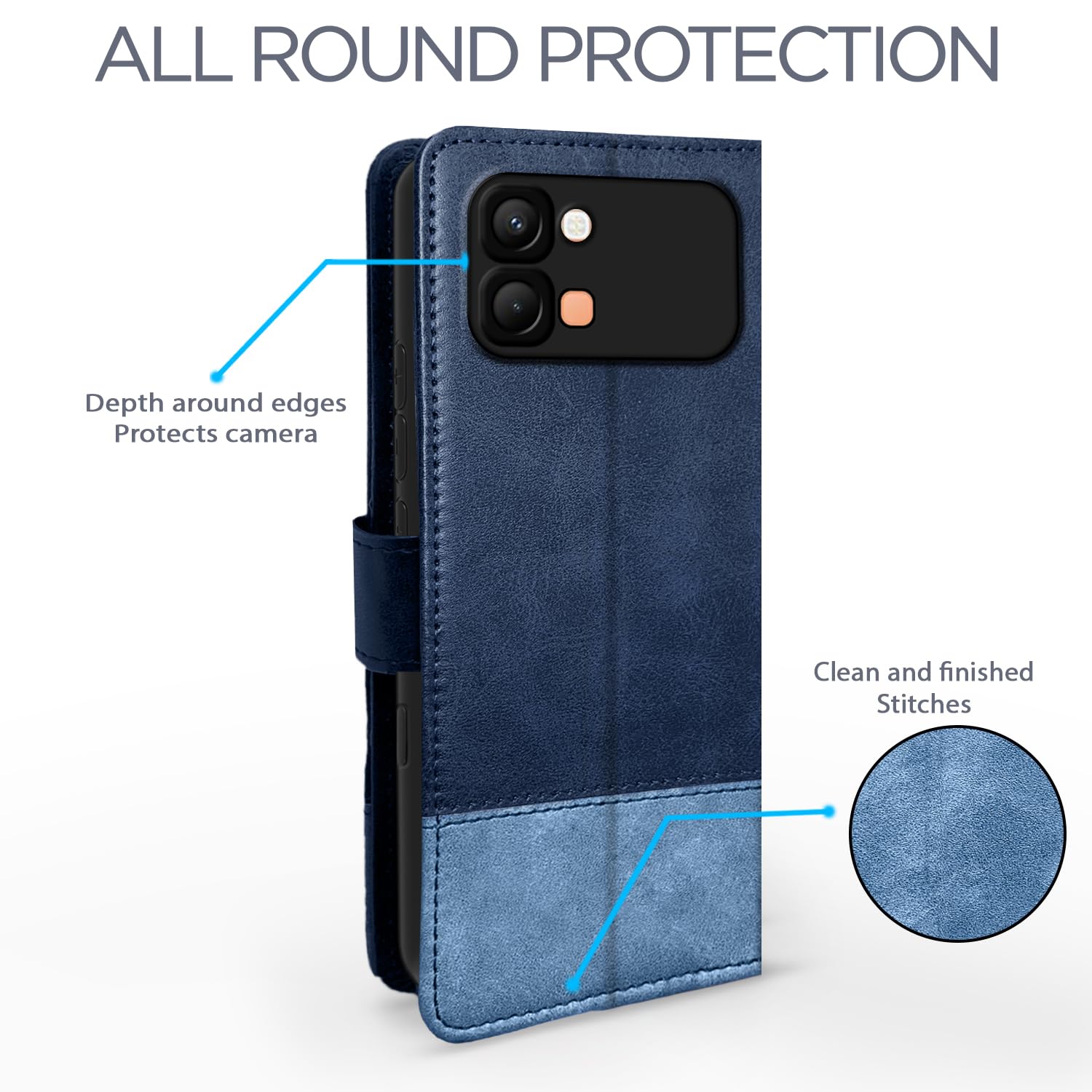 Pikkme Infinix Note Edge 5G Magnetic navy & light blue wallet flip cover – photo 4
