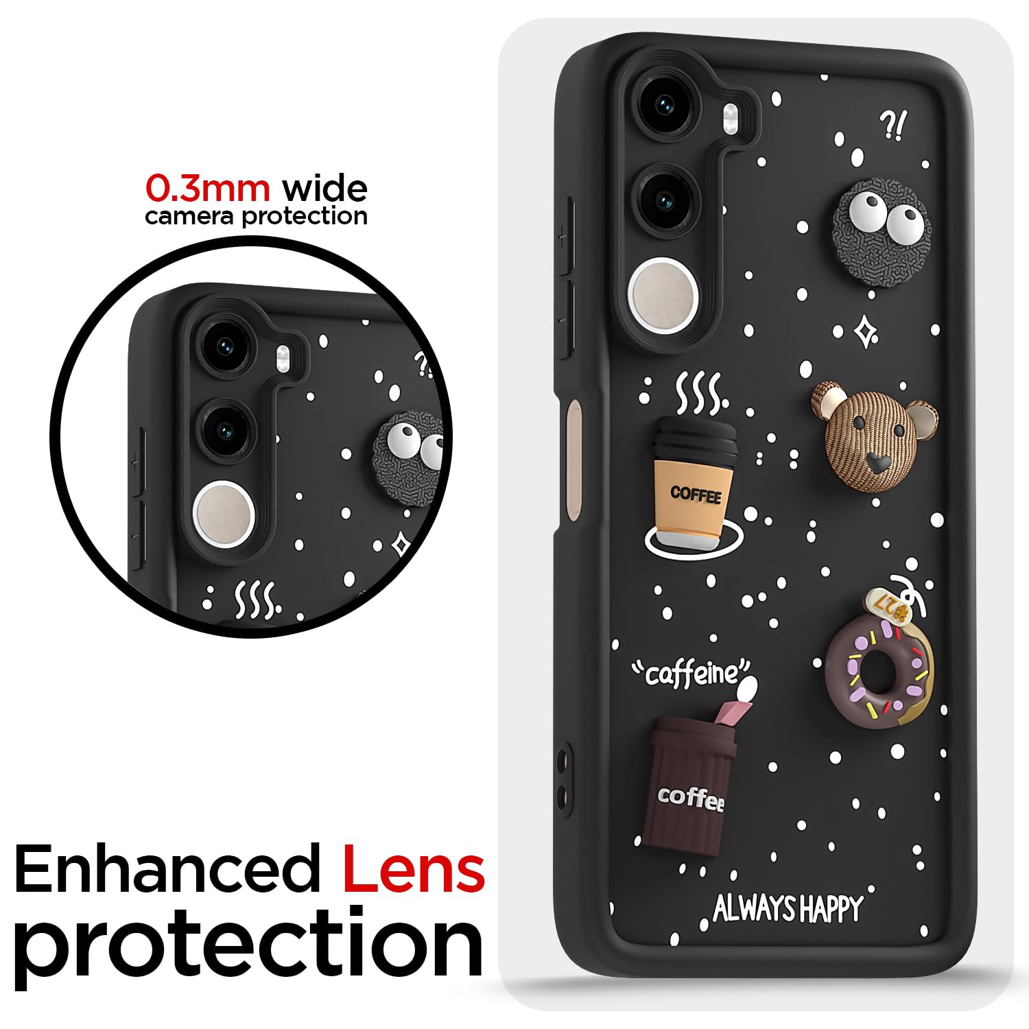 Realme C100x Bear Coffee mobile back cover in black by Pikkme – photo 5