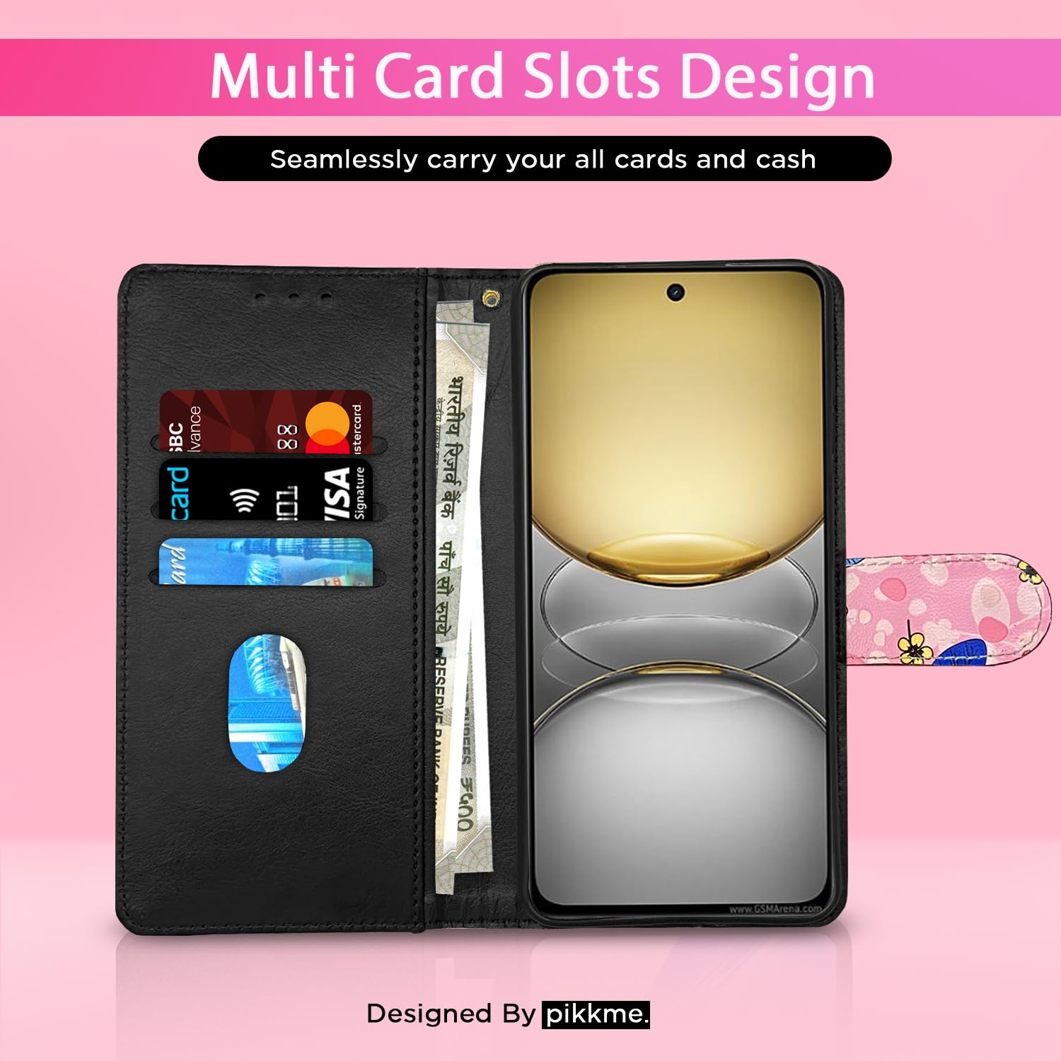 Realme C75 Wallet wallet flip cover in pink flower by Pikkme – photo 2