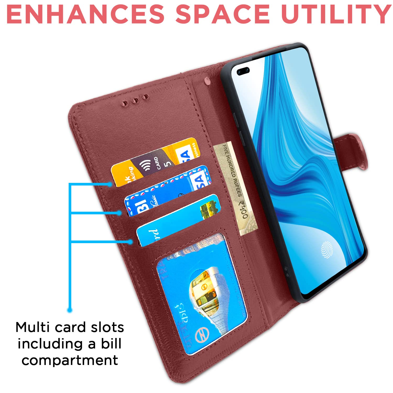 Pikkme Oppo F17 Pro Vintage Flip Cover (Brown)