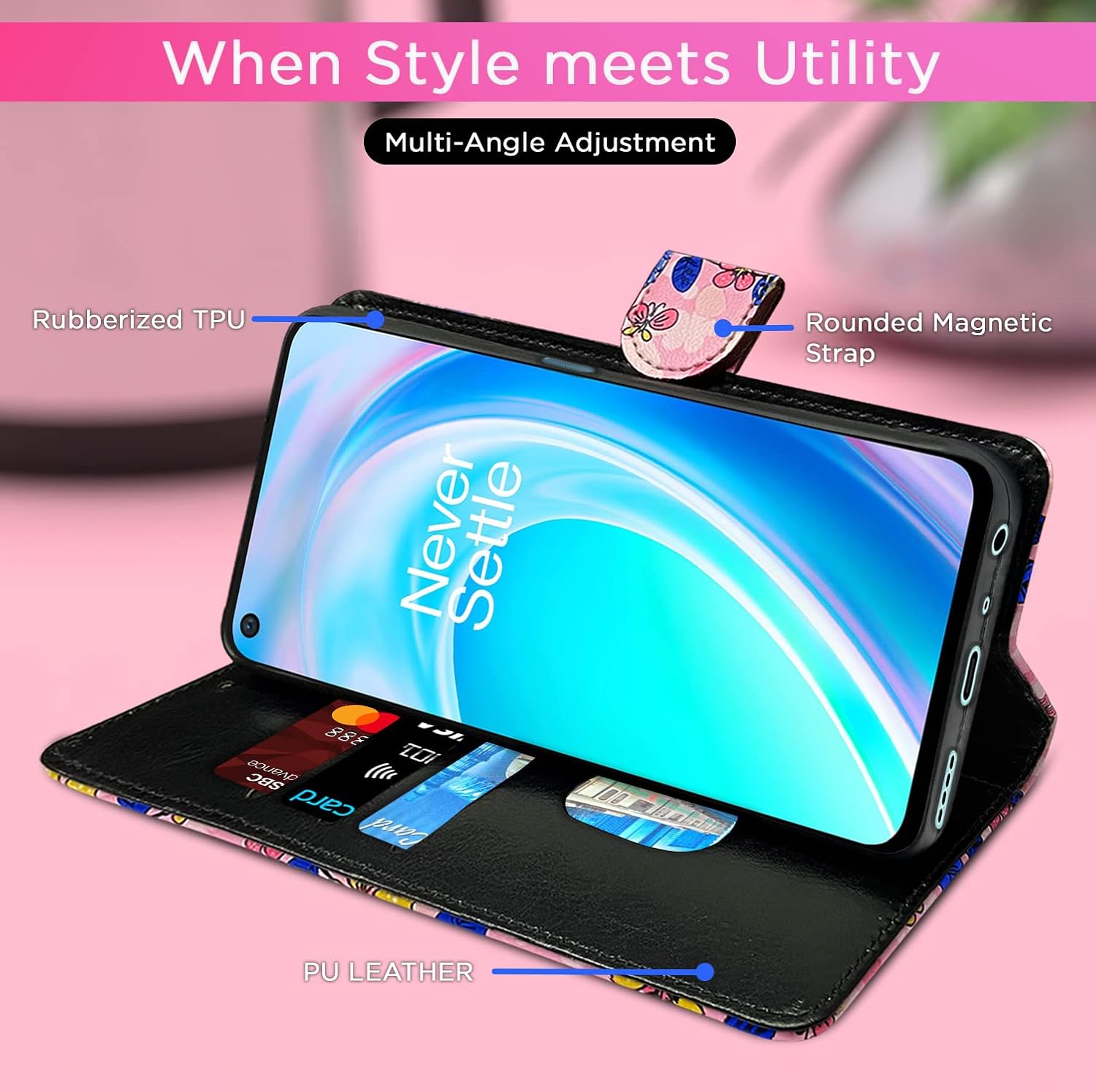 Pikkme OnePlus Nord Ce 2 Lite 5G Flower Flip Cover (Pink)