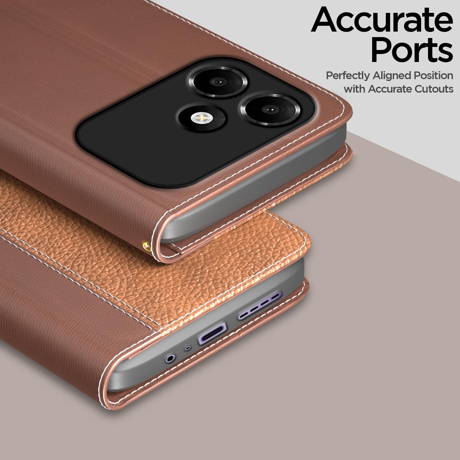 Pikkme Oppo A6c tan wallet flip cover – photo 2