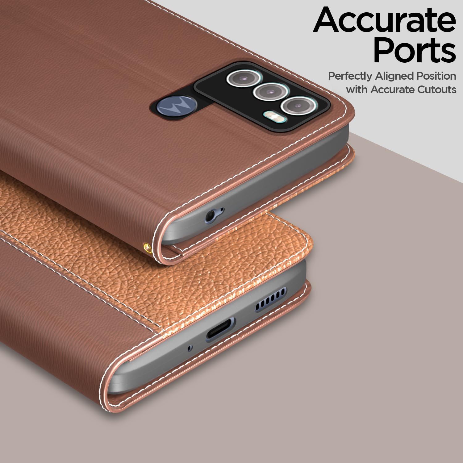 Pikkme Moto G60/G40 Fusion tan flip case – photo 2