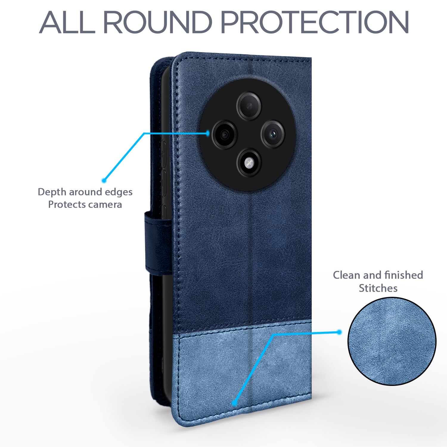 Pikkme Oppo F27 Pro Plus 5G Magnetic navy & light blue flip cover – photo 4
