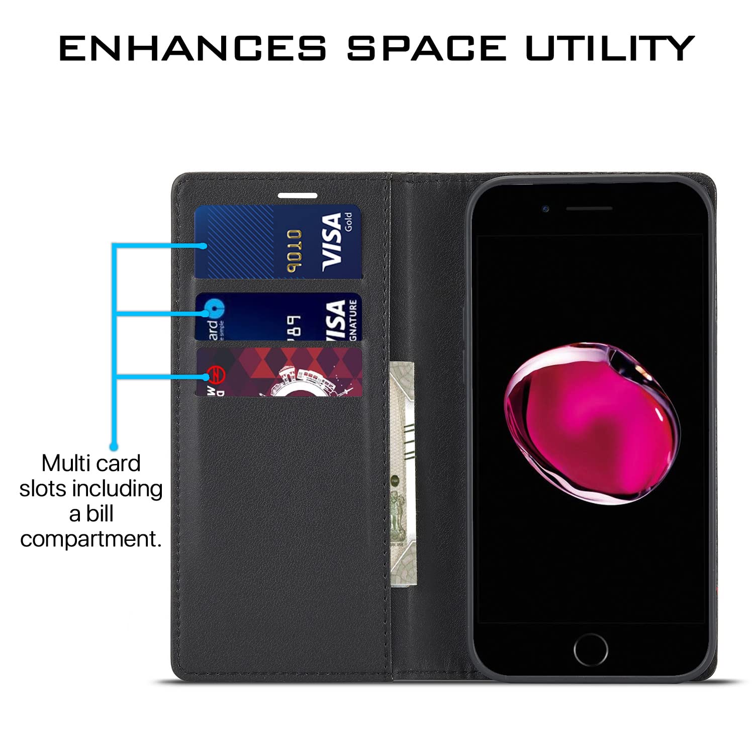 Pikkme iPhone 7 Plus/8 Plus Wallet black wallet flip cover – photo 3