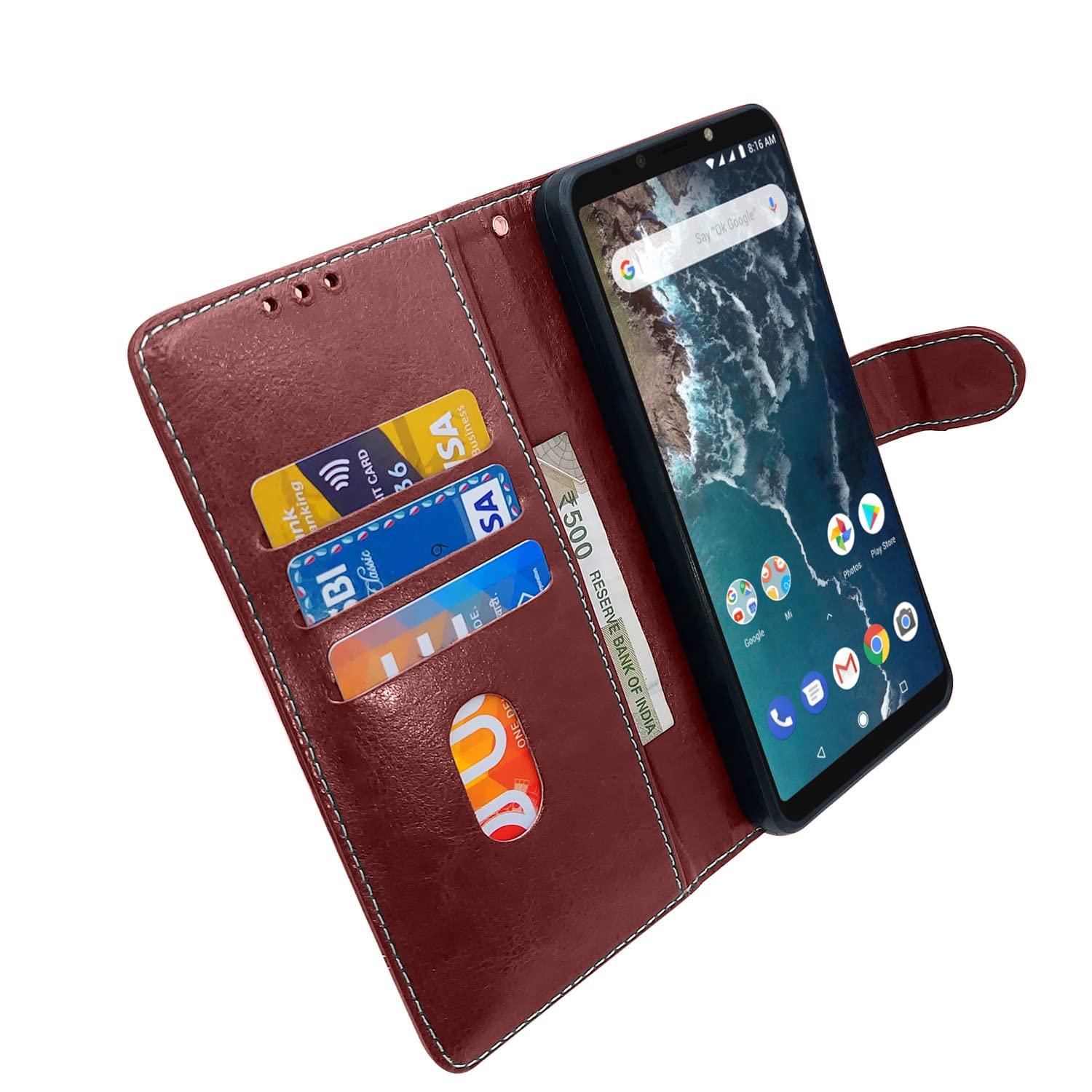Pikkme Mi A2 Magnetic brown & coffee mobile flip cover – photo 3