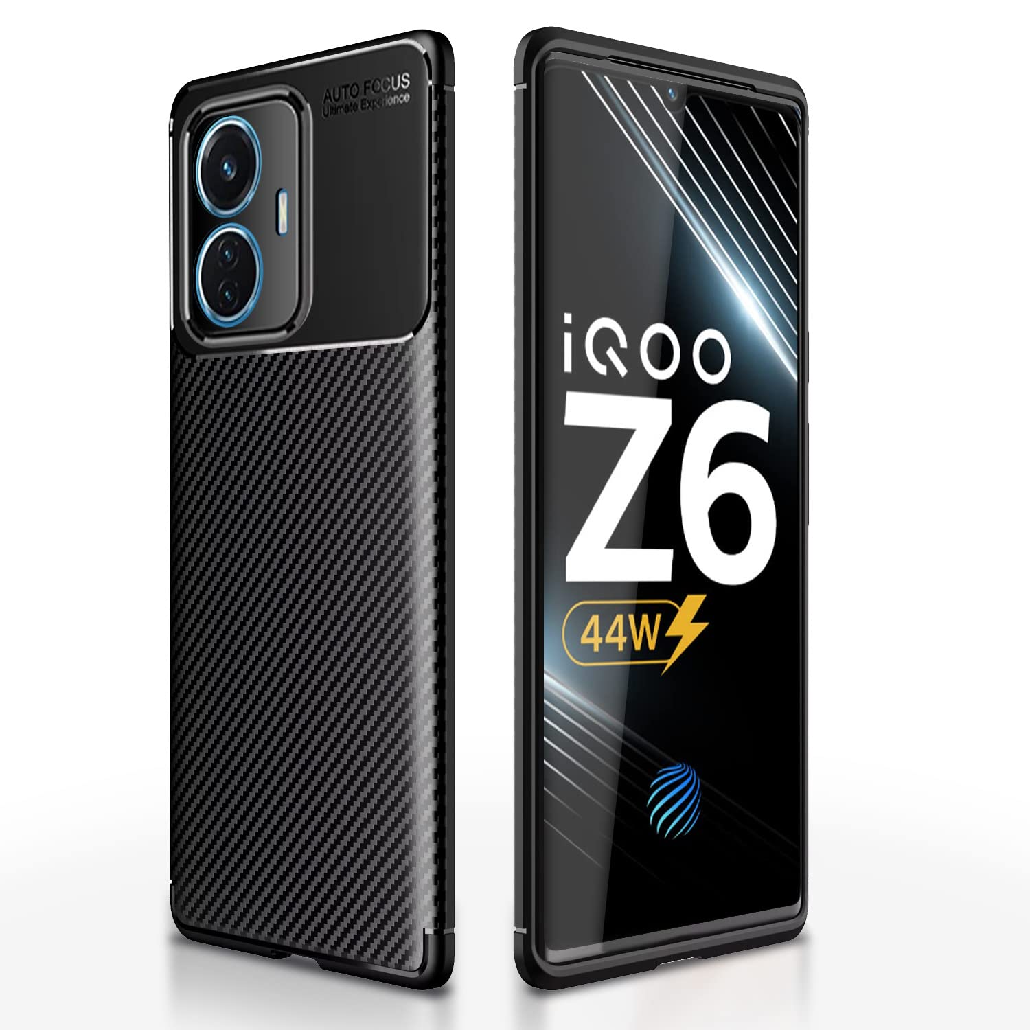 Pikkme iQOO Z6 44W/Vivo T1 44W Carbon black mobile back cover