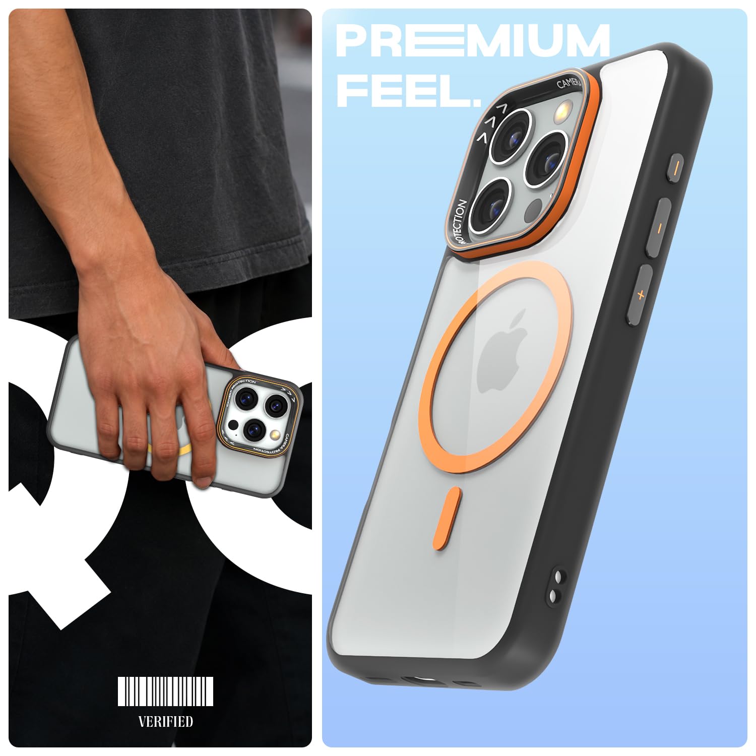 Black & orange mag-safe mobile cover for iPhone 16 Pro – Pikkme – photo 2