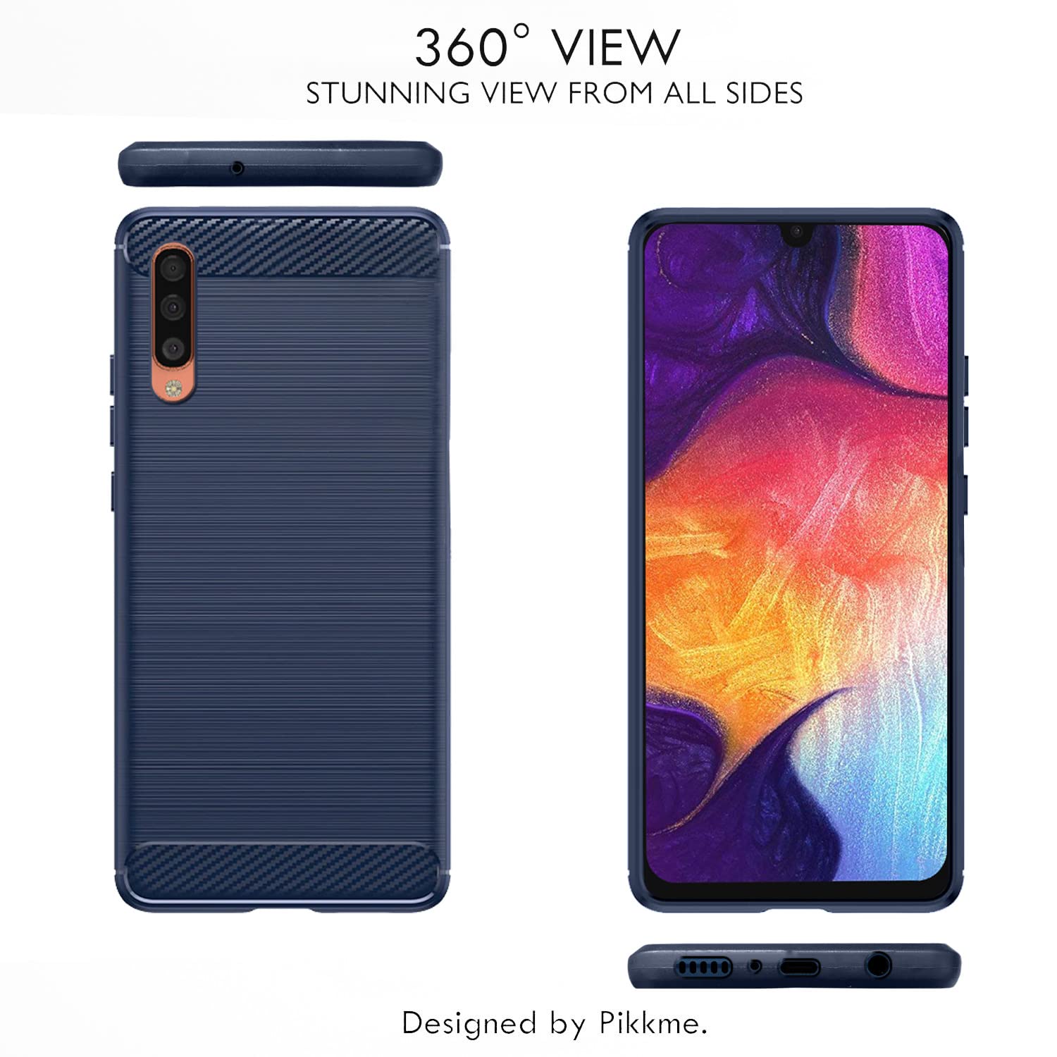 Pikkme Samsung Galaxy A50 / A50s / A30s Hybrid Carbon Fiber Back Cover | Blue