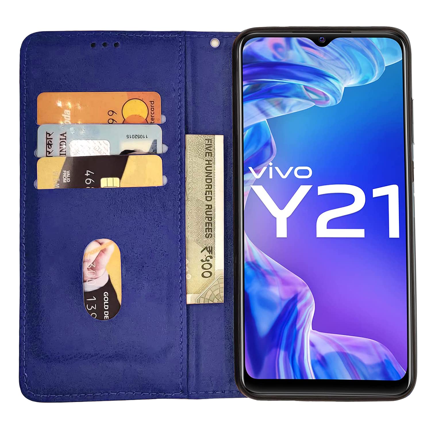 Vivo Y21 2021 Wallet wallet flip cover in blue by Pikkme – photo 2