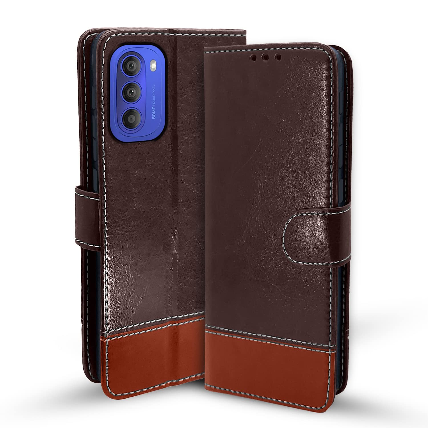 Coffee & brown wallet flip cover for Moto G51 5G – Pikkme
