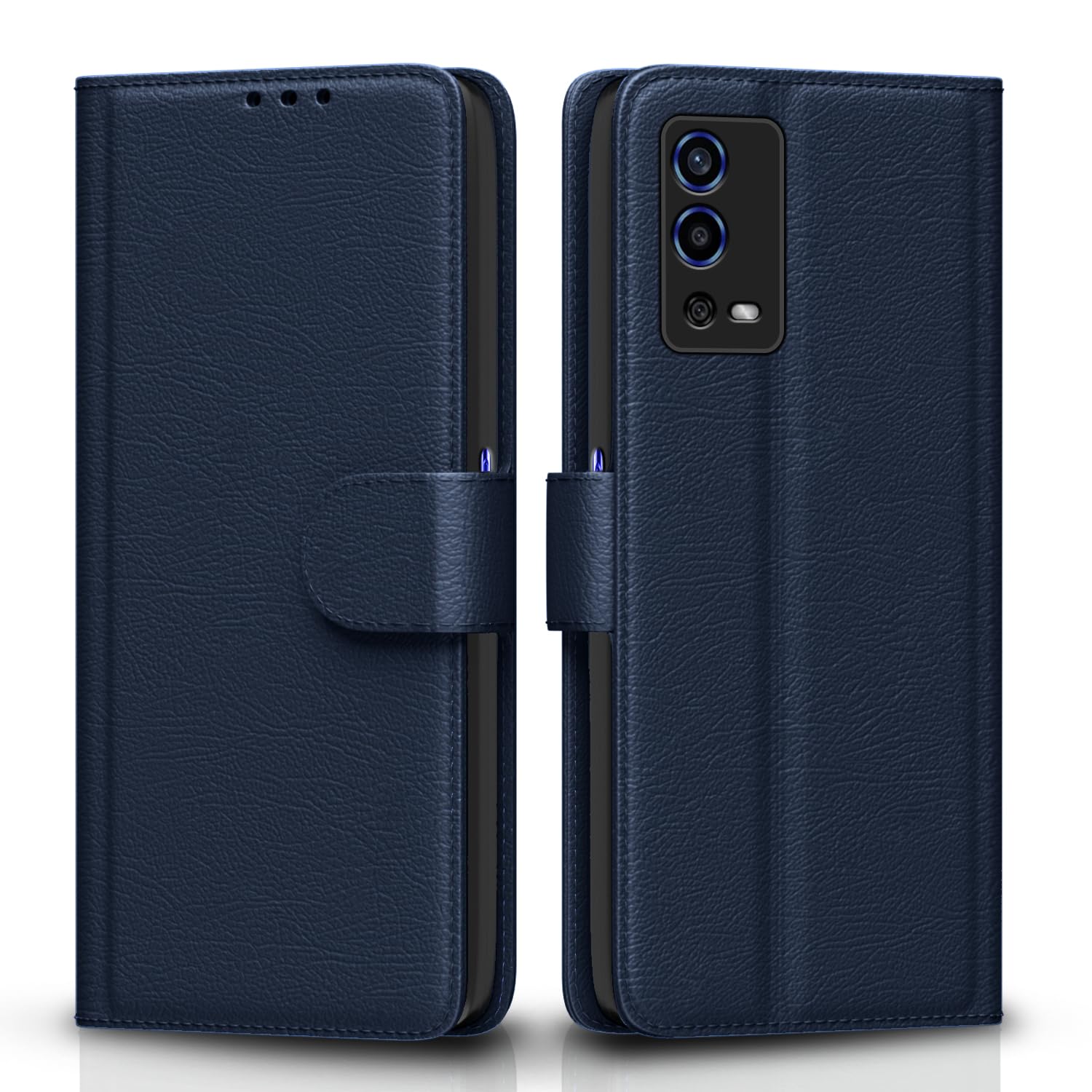 Pikkme blue Wallet mobile flip cover for Oppo A55