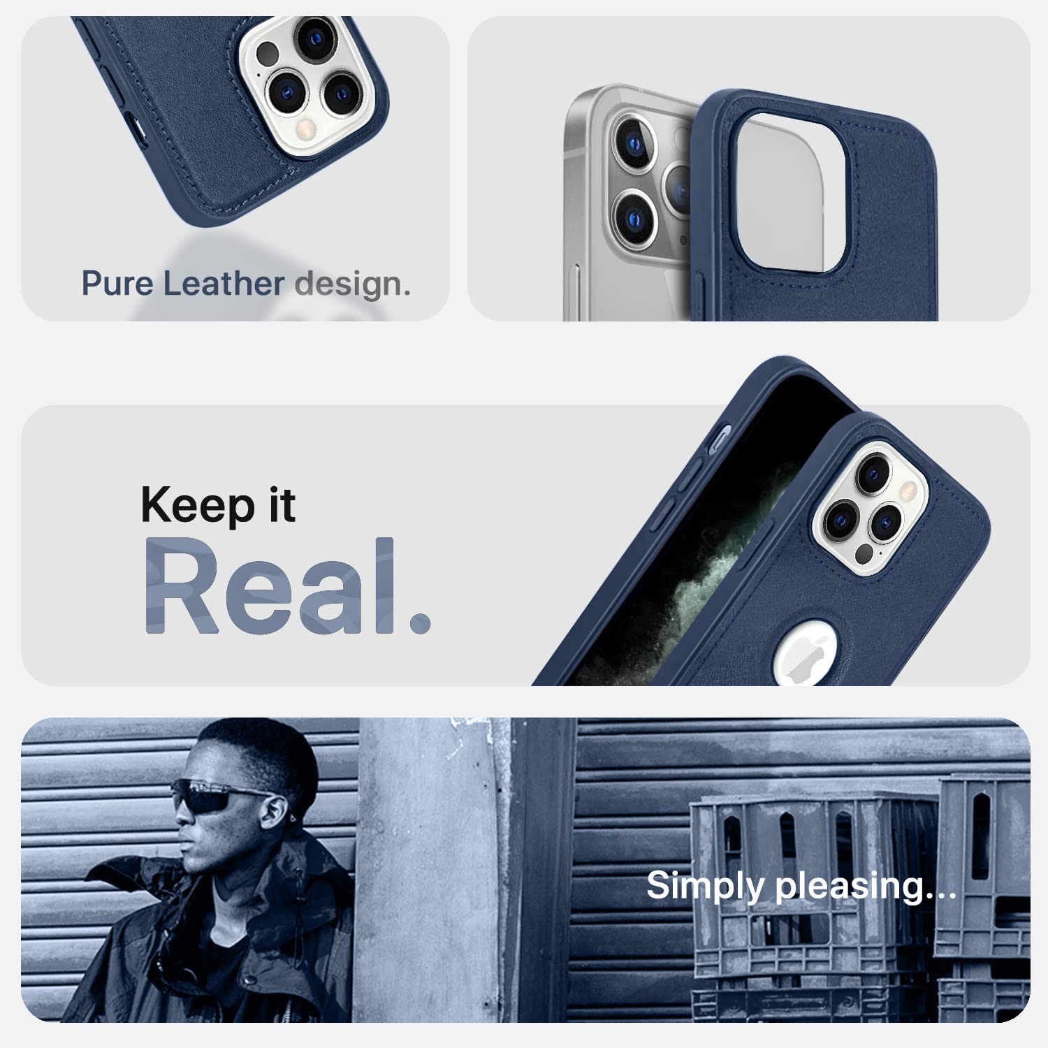 Blue Leather back cover for iPhone 12 Pro – Pikkme – photo 4