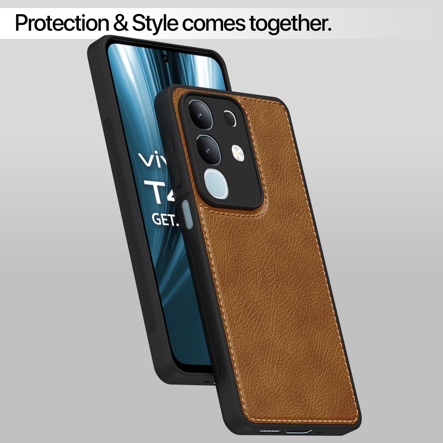Pikkme Vivo T4x 5G / iQoo Z10x 5G Leather Back Case | Brown